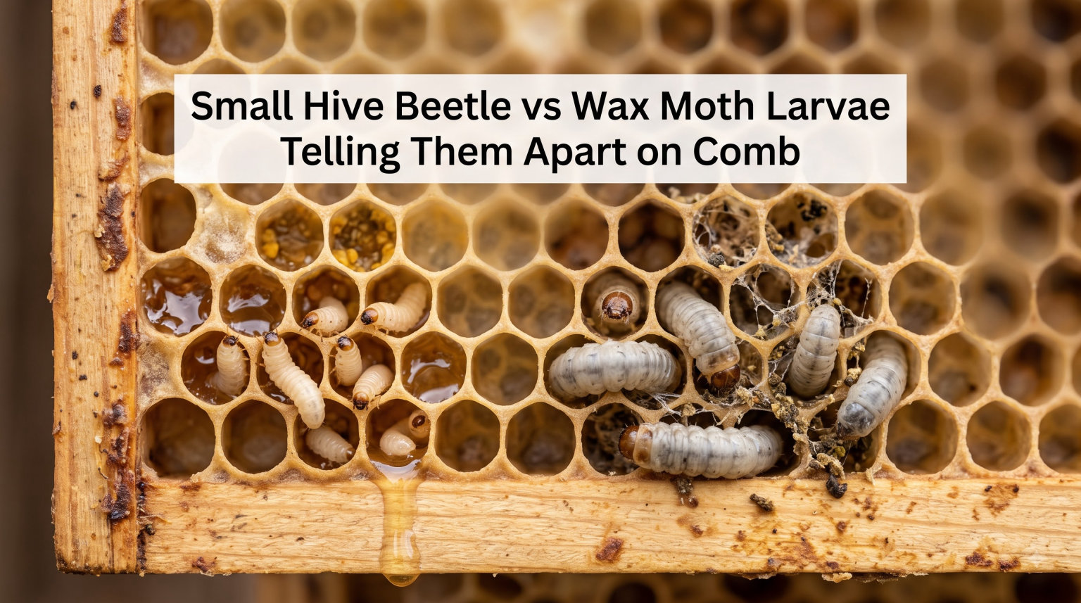 Small Hive Beetle vs Wax Moth Larvae Telling Them Apart on Comb