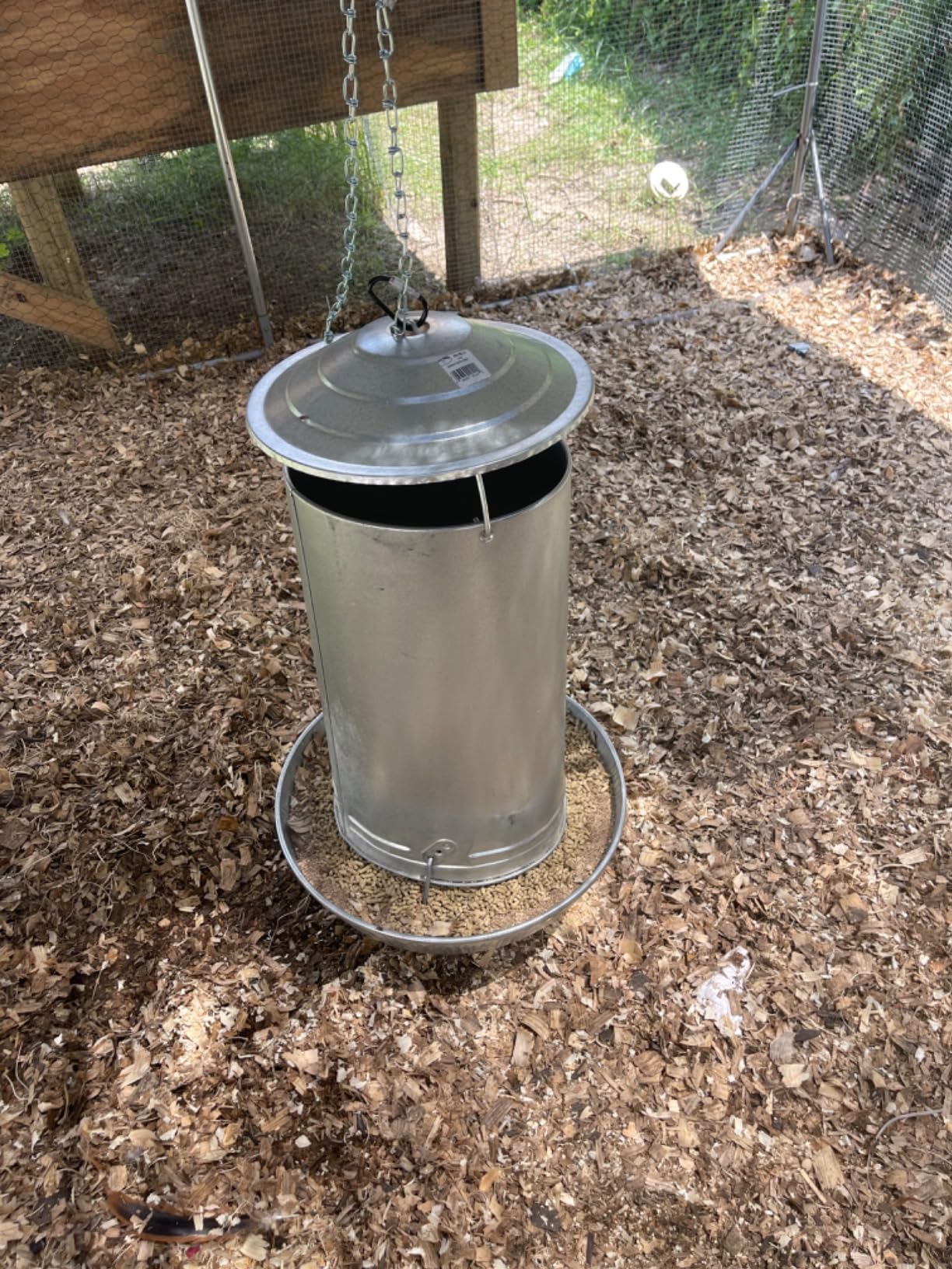 Hanging Poultry & Gamebird Feeder with Feed Pan, 30 Lb Galvanized Steel customer photo 1