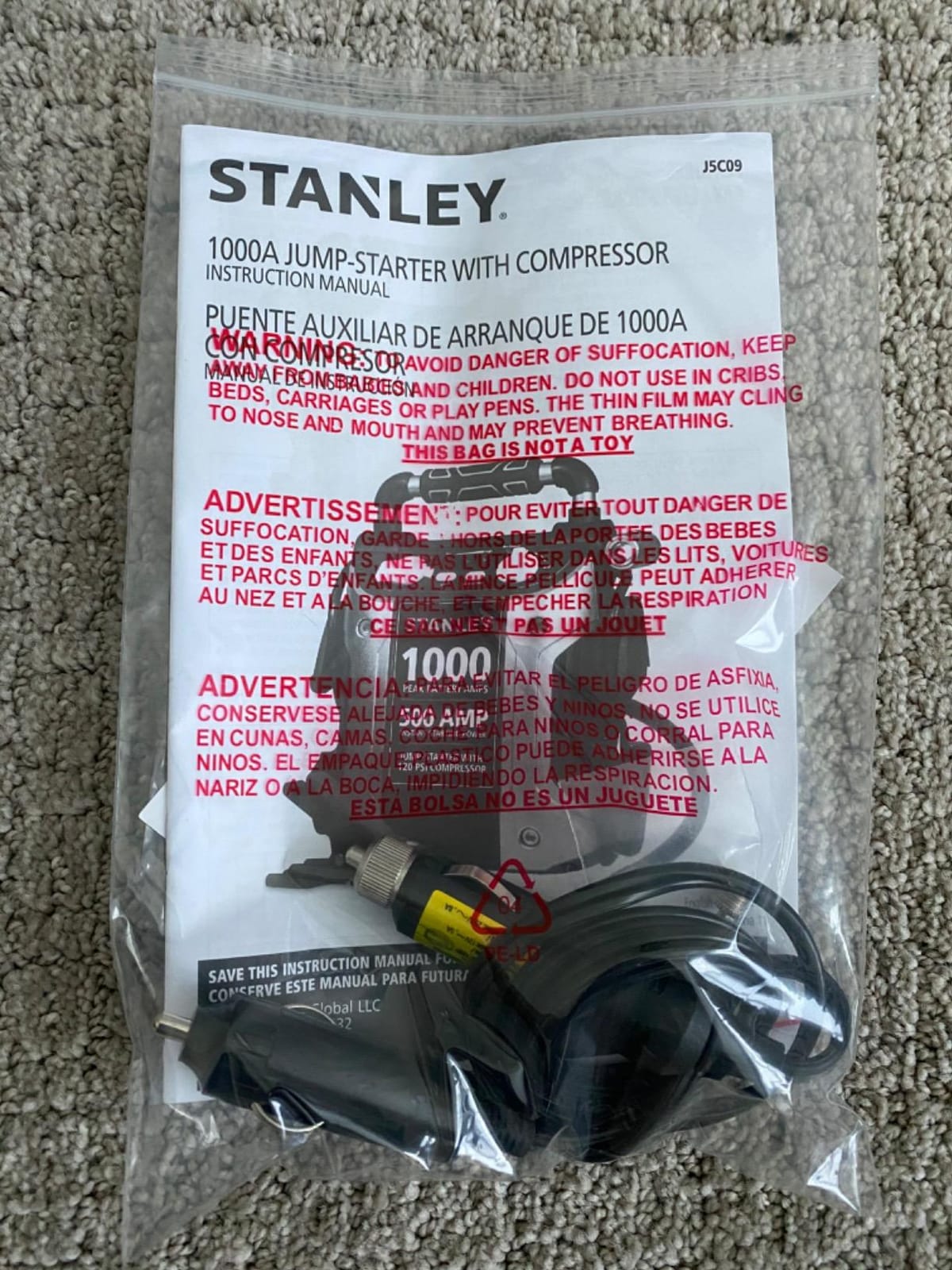 STANLEY J5C09 1000 Amp Jump Starter with Compressor customer photo 1
