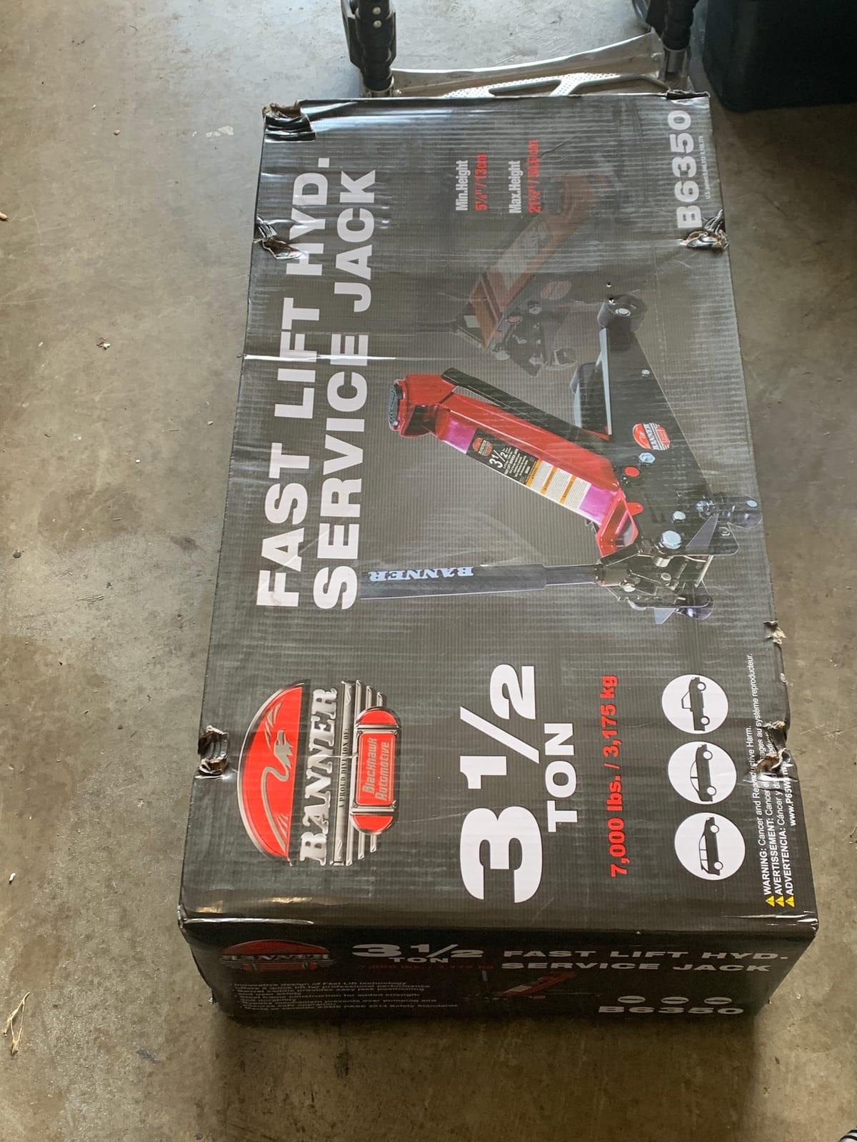 Blackhawk B6350 Black/Red Fast Lift Service Jack - 3.5 Ton Capacity, 28 1/2
