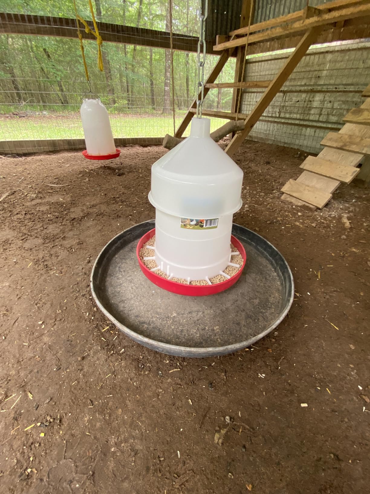 FARM-TUFF Hanging Poultry Feeder, 17lb Capacity - BPA-Free Plastic Chicken Feeder with Adjustable Feed Flow - Semi-Opaque Gravity-Fed Design for Backyard Flocks, Ducks & Turkeys customer photo 2