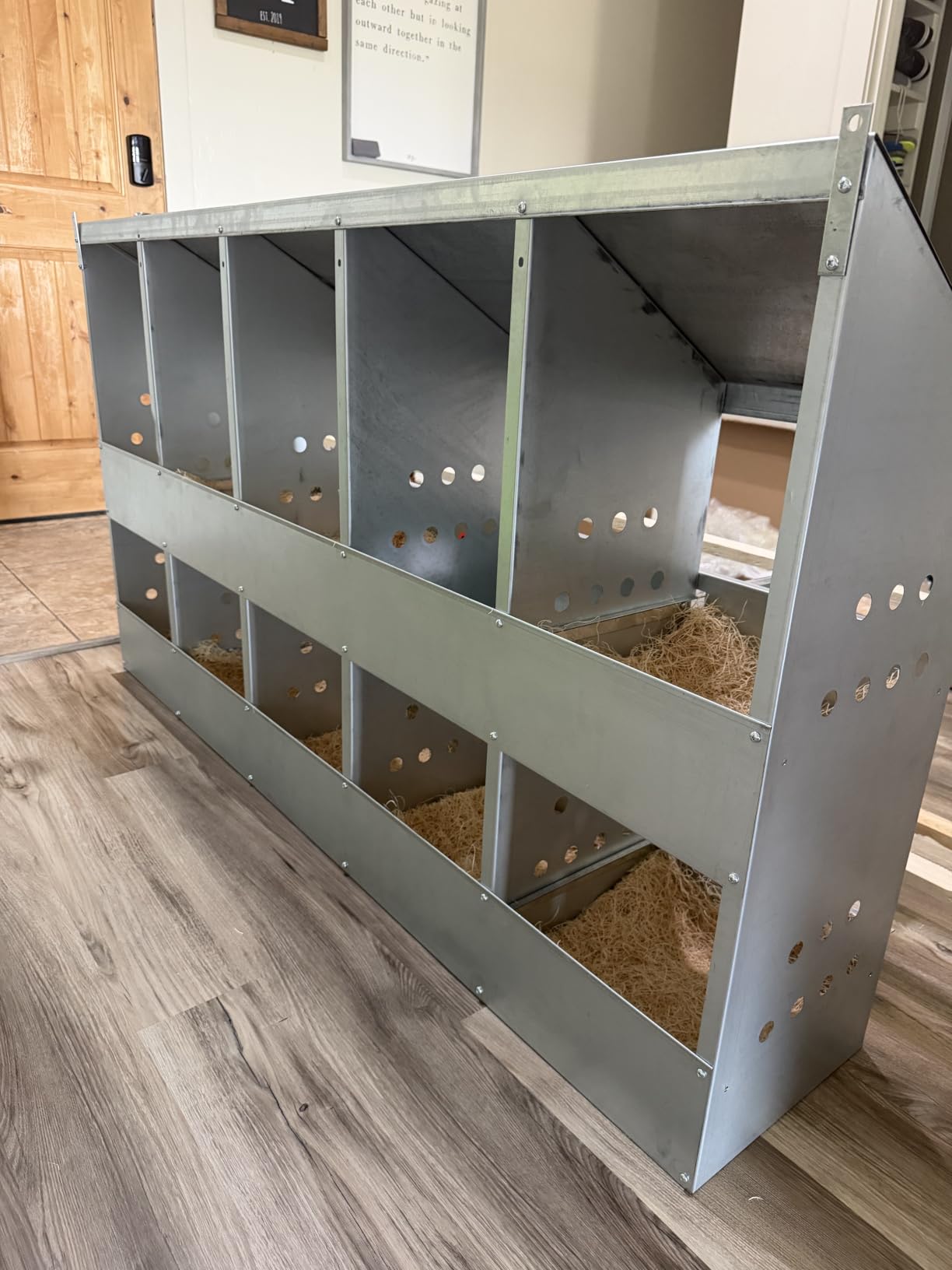 Brower 2-Tier 10-Hole Galvanized Steel Chicken Nesting Box, 50 to 60 Hen Capacity – Outdoor Poultry Laying Station with Hinged Folding Perches, Ventilated Design & Slanted Roof – Made in the USA customer photo 2