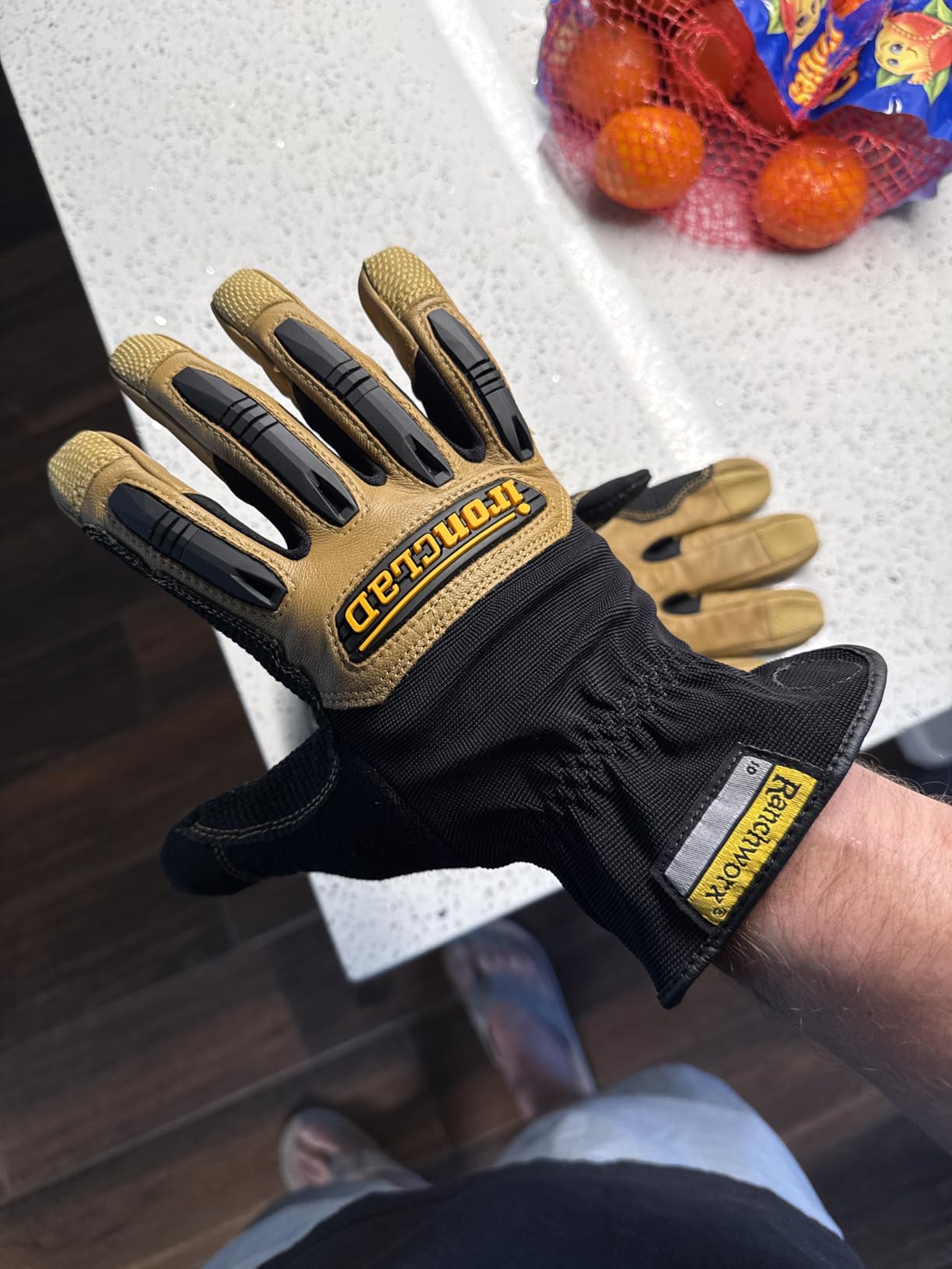 Ironclad Ranchworx Work Gloves RWG2, Premier Leather Work Glove, Performance Fit, Durable, Machine Washable, (1 Pair), RWG2-04-L,Brown/Black customer photo 2
