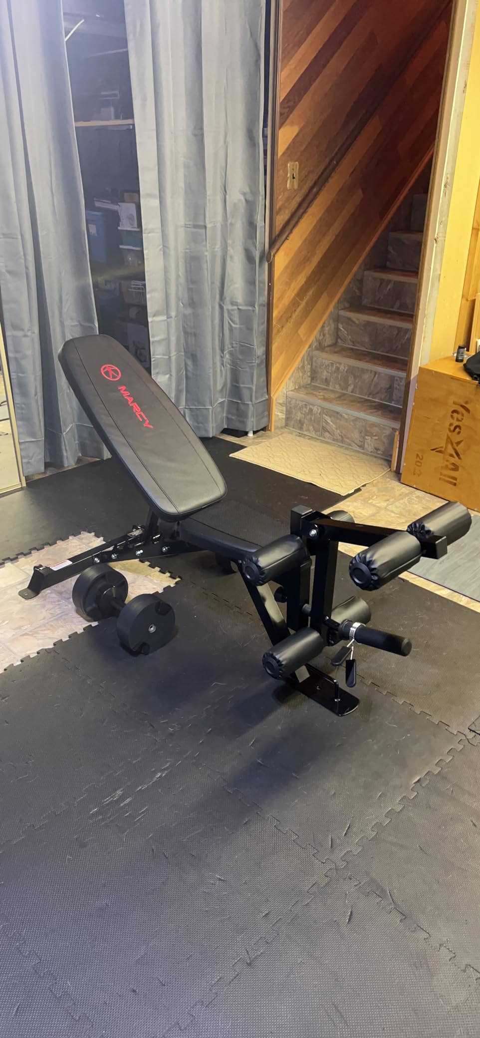 Marcy Adjustable 6 Position Utility Bench with Leg Developer and High Density Foam Padding SB-350,dark gray customer photo 1