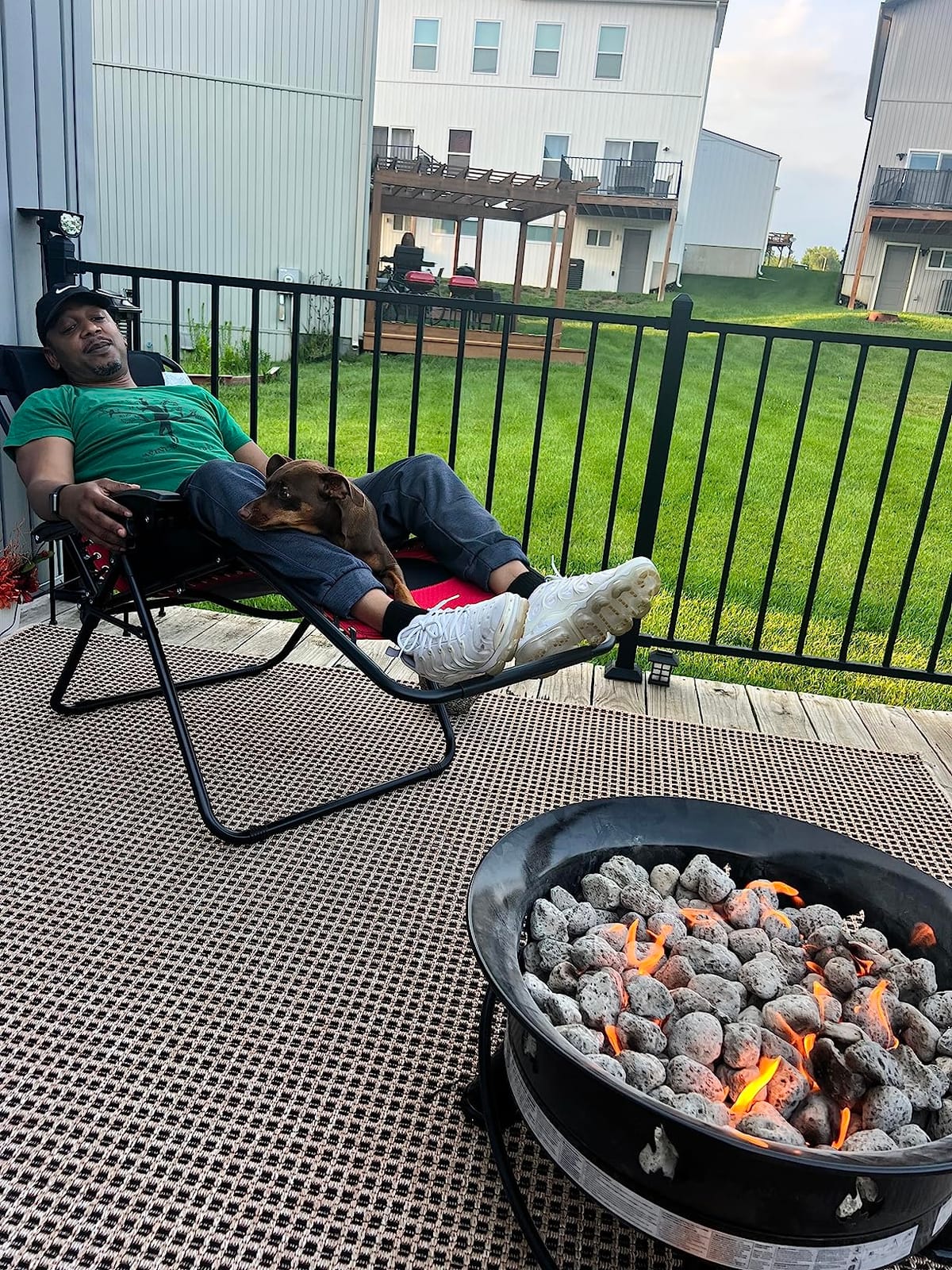 Outland Living Firebowl Smokeless Fire Pit, Round Outdoor Portable Propane Gas Fire Pit with UV and Weather Resistant Durable Cover, 24-Inch Diameter 58,000 BTU, Black, 883 Mega, For Outside Use customer photo 2