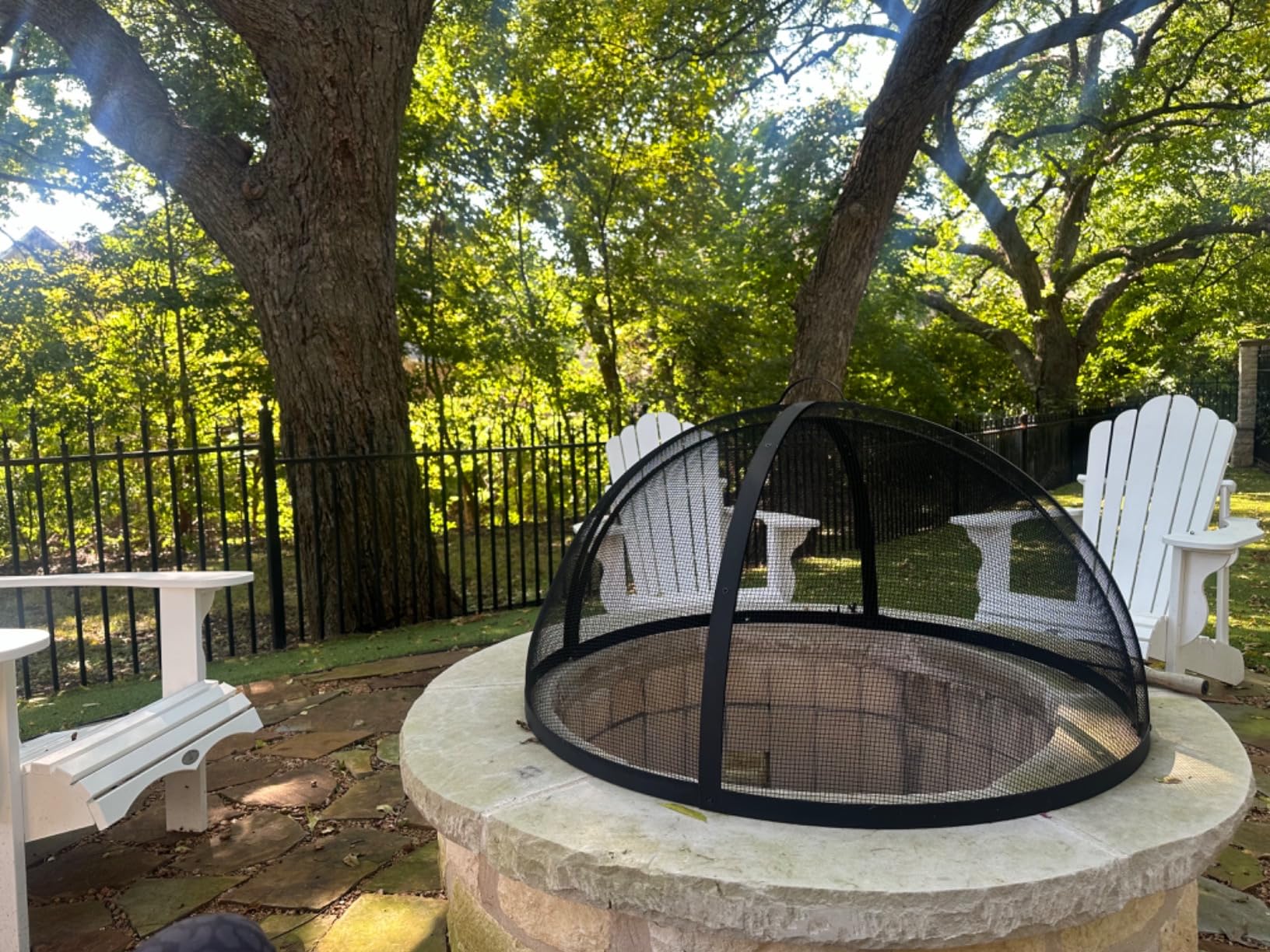 Sunnydaze Outdoor Fire Pit Screen Cover, Round, Easy Access Door, 36