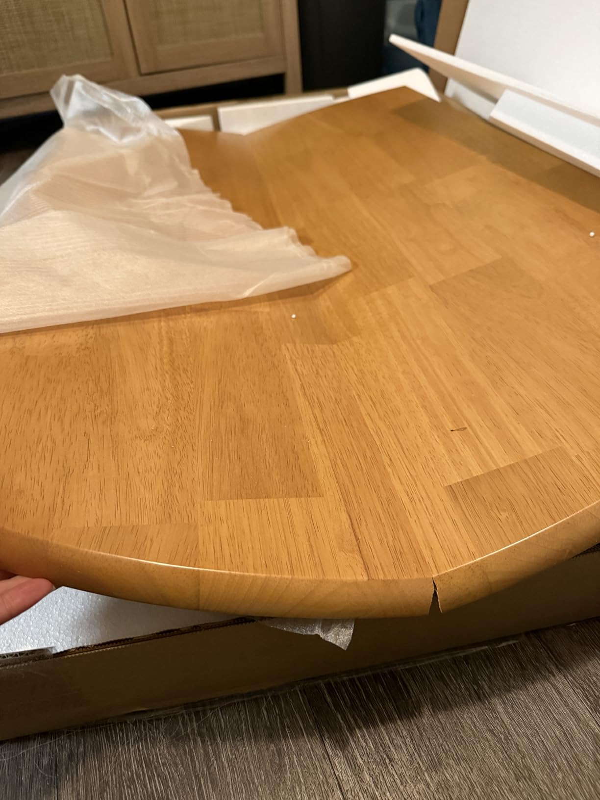 East West Furniture DLT-WHI-TP Dublin Modern Kitchen Table - a Round Dining Table Top with Dropleaf & Pedestal Base, 42x42 Inch, Linen White customer photo 1