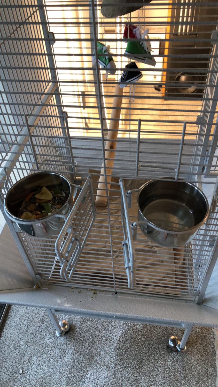 Yaheetech Wrought Iron Bird Cages, Play Top Large Aviary with Stand for Cockatiel Parrot Sun Parakeet Conures Lovebird Budgie Finch African Grey White, 61-inch customer photo 2