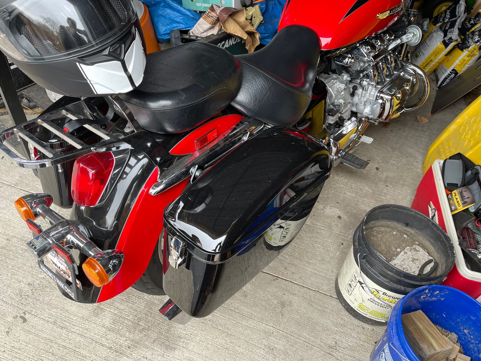 Vivid 60L Hard Saddle Bag Trunk W/brackets Compatible with Harley Honda customer photo 2