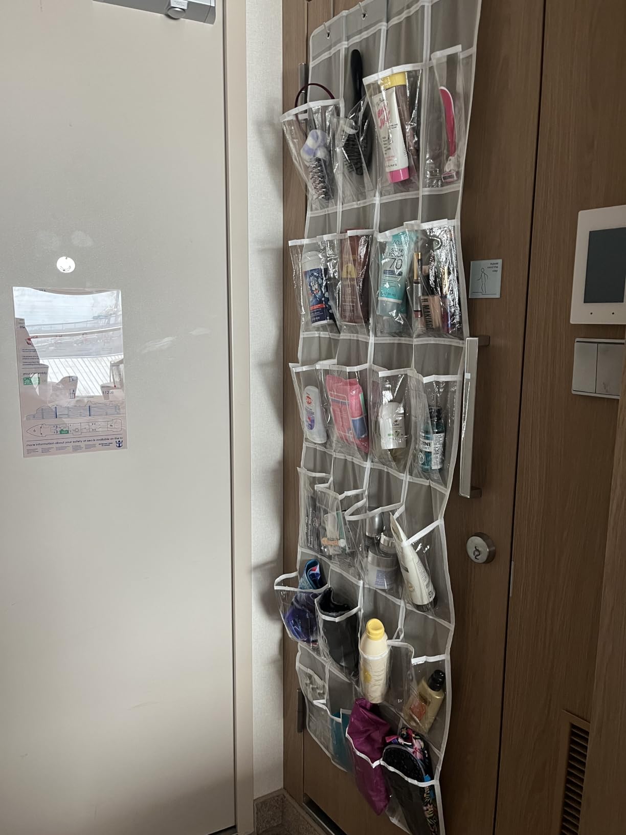 Simple Houseware 24 Pockets Clear Over the Door Shoe Organizer, Gray customer photo 2