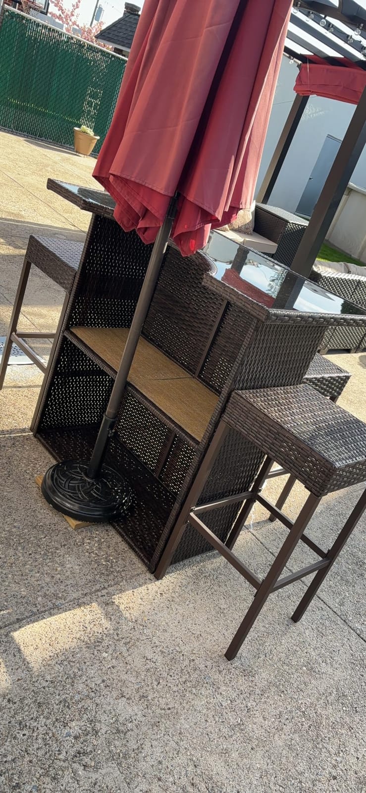 Outsunny 5 Piece Wicker Outdoor Bar Set High Top Table Chairs Dark Brown customer photo 2