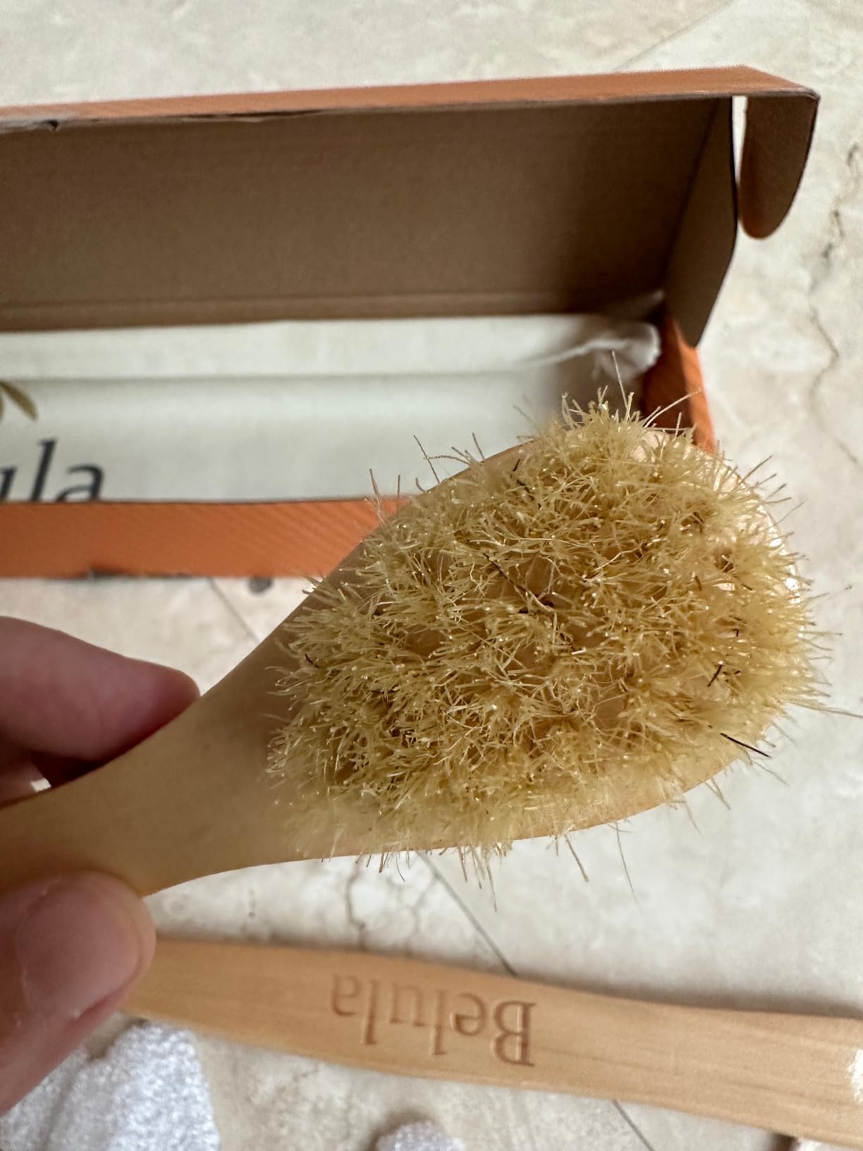 Belula 100% Boar Bristle Dry Brushing Body Brush Set, Face Brush, Gloves customer photo 1