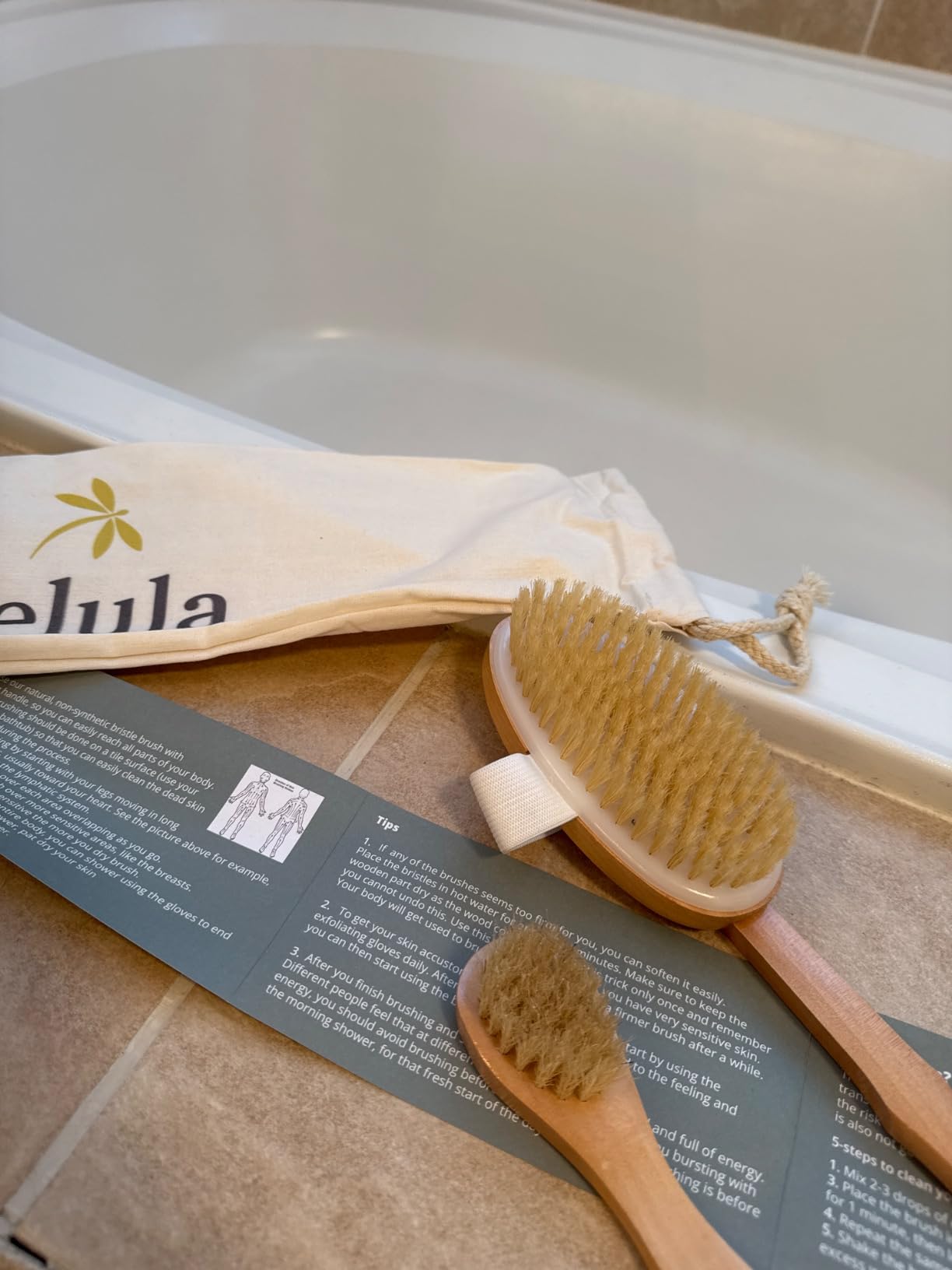 Belula 100% Boar Bristle Dry Brushing Body Brush Set, Face Brush, Gloves customer photo 2