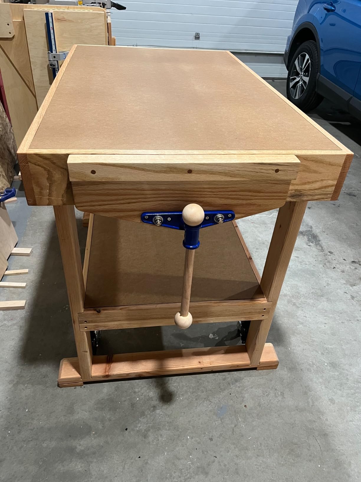 Yost Vises F9WW Front Vise | 9 Inch Woodworking Vise with guide bars | Blue customer photo 2