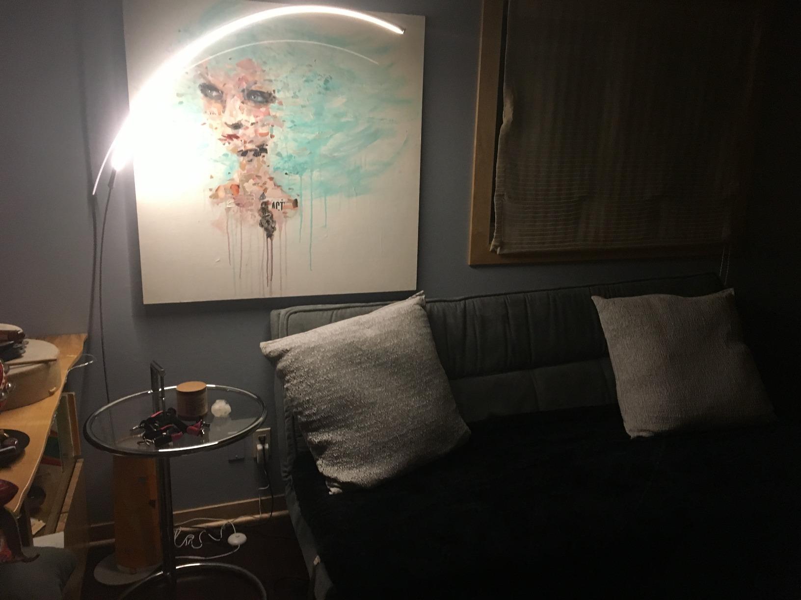 Brightech Sparq Arc Floor Lamp - Sleek, Minimalist Curved LED Standing Lamp for Living Room, Office Desk, Arches Over Bed and Sofa for Reading, Bright & Dimmable Task Light - Silver customer photo 1