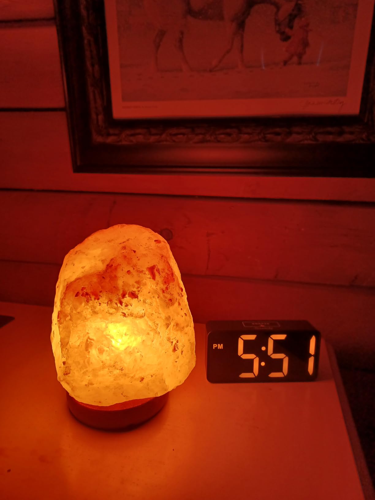 Himalayan Salt Lamp for Bedroom Large 8-10 Inch Pink Salt Rock Lamp with Dimmer, Wooden Base & Spare Bulbs | Calming Ambient Night Light | Thoughtful Wellness Gift for Women, Home, or Office customer photo 1