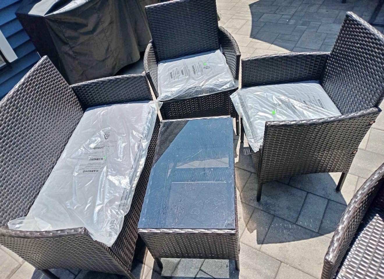 Homall 4 Pieces Outdoor Patio Furniture Set, Rattan Chairs, Brown & Beige customer photo 2