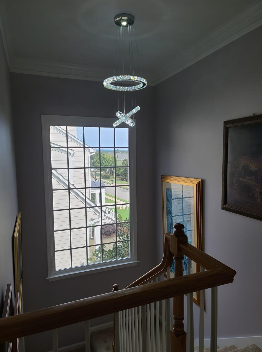 3-Ring LED Crystal Chandelier for Dining Room, Silver customer photo 2