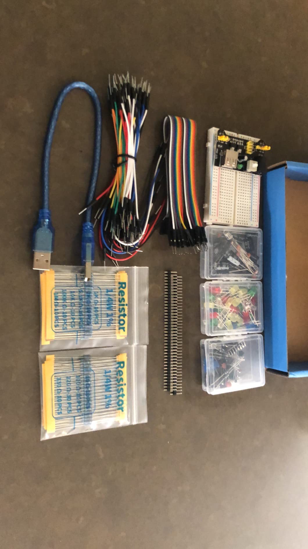 REXQualis Electronics Basic Kit w/Power Supply Module, Breadboard, Jumper Wire, LED,Resistor, comes with more than 300pcs sensors and components for fun and simple electronic projects. customer photo 1