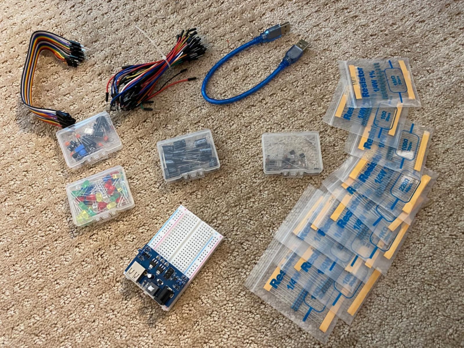REXQualis Electronics Basic Kit w/Power Supply Module, Breadboard, Jumper Wire, LED,Resistor, comes with more than 300pcs sensors and components for fun and simple electronic projects. customer photo 2