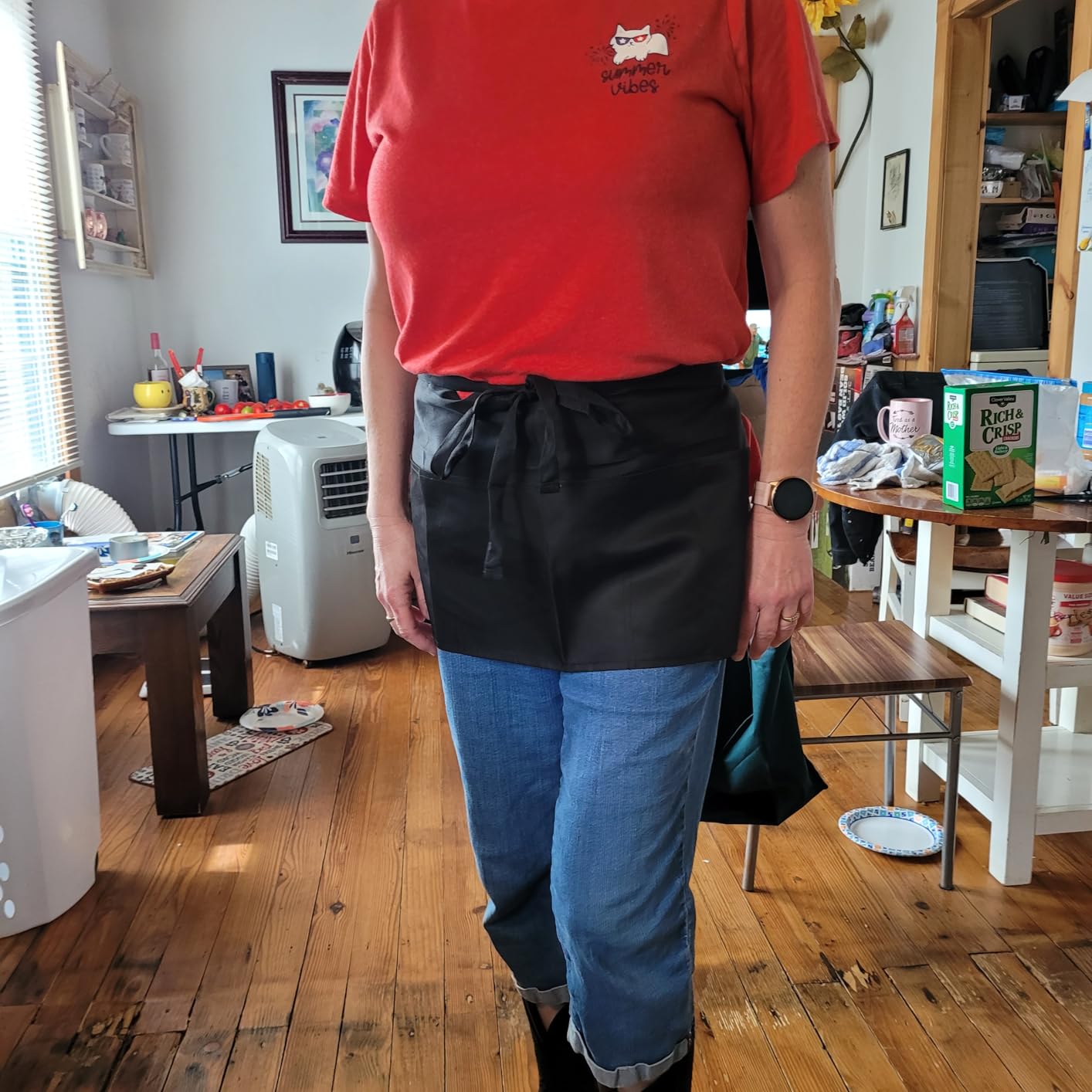 BOHARERS Waist Apron with 3 Pockets - Black Waitress Waiter Server Short Aprons customer photo 1