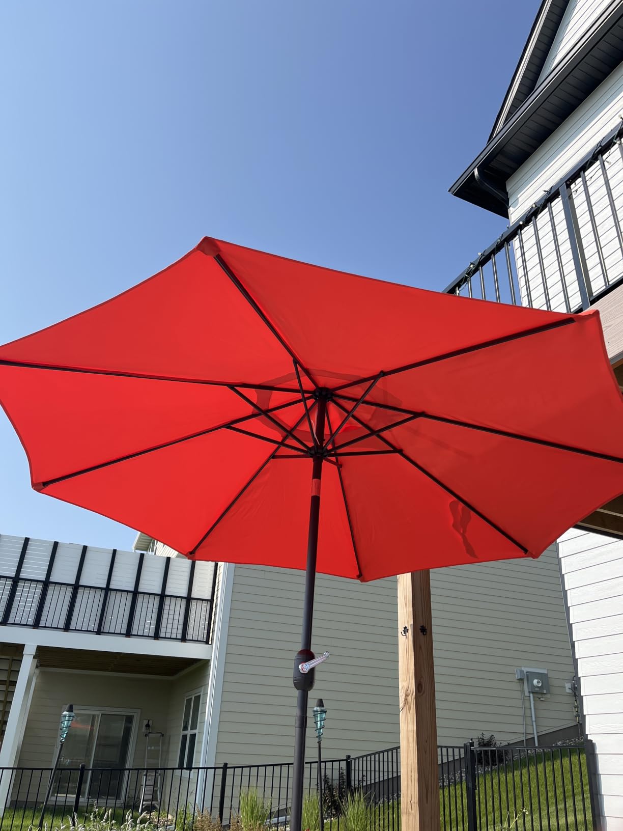 Blissun 9' Outdoor Patio Umbrella, Outdoor Table Umbrella, Yard Umbrella, Market Umbrella with 8 Sturdy Ribs, Push Button Tilt and Crank customer photo 2