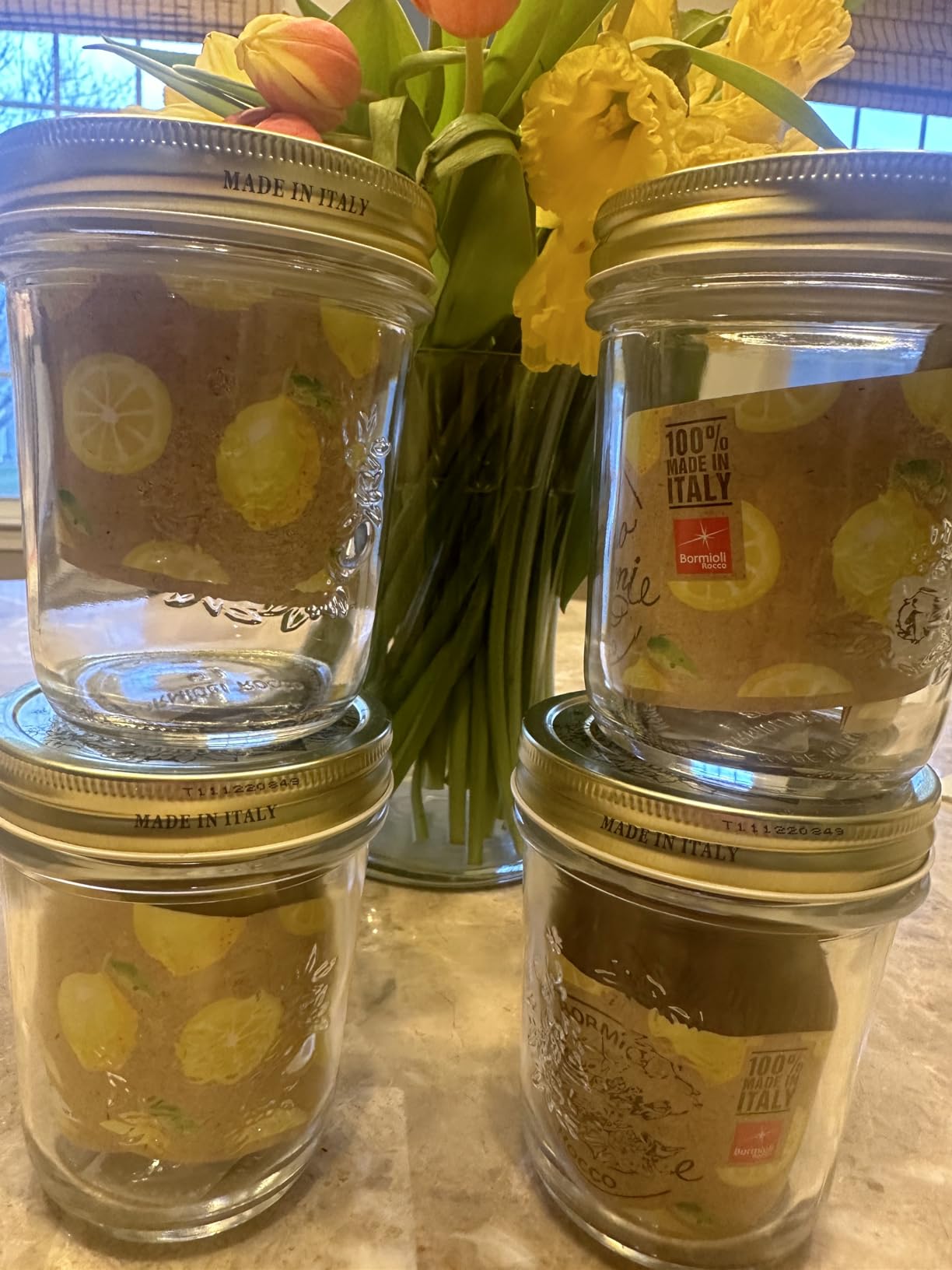 Bormioli Rocco Quattro Stagioni set of 4 Clear Airtight Mason Jars, 6.75 Oz. Made from BPA Free Durable Glass, Made In Italy. customer photo 2