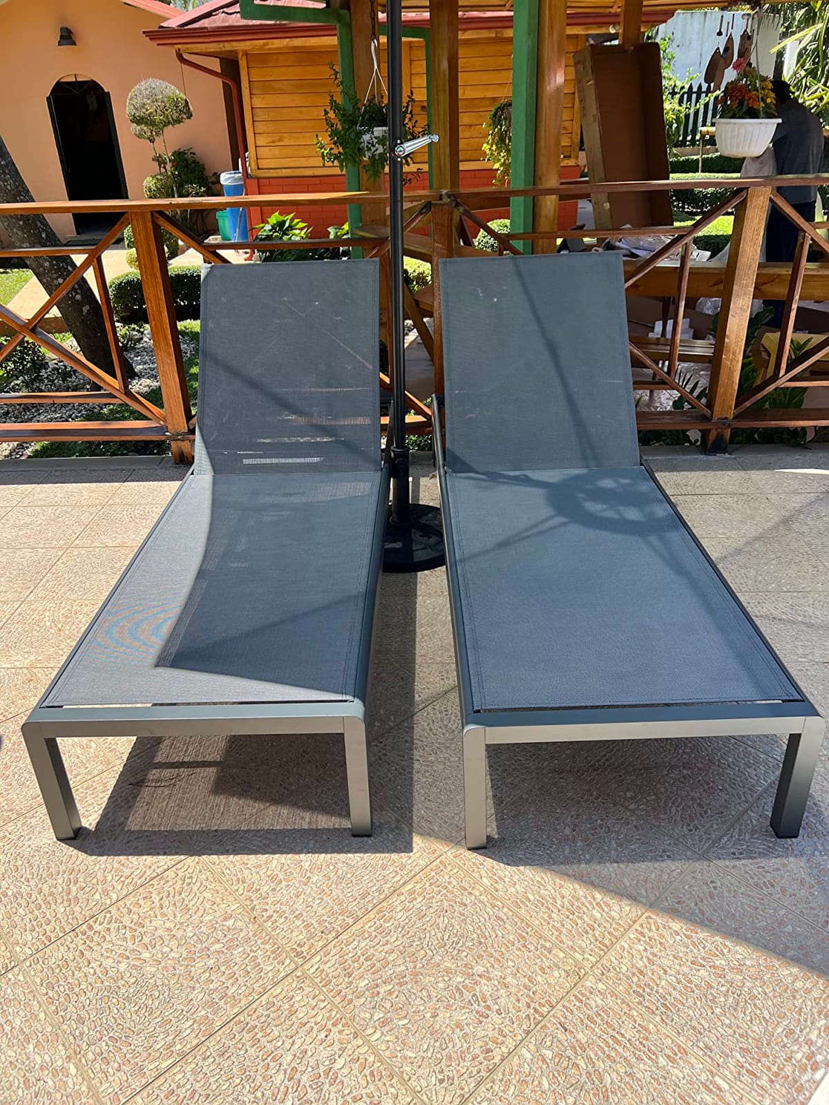 Christopher Knight Home Cape Coral Outdoor Aluminum Chaise Lounges with Mesh Seat, 2-Pcs Set, Grey / Dark Grey customer photo 2