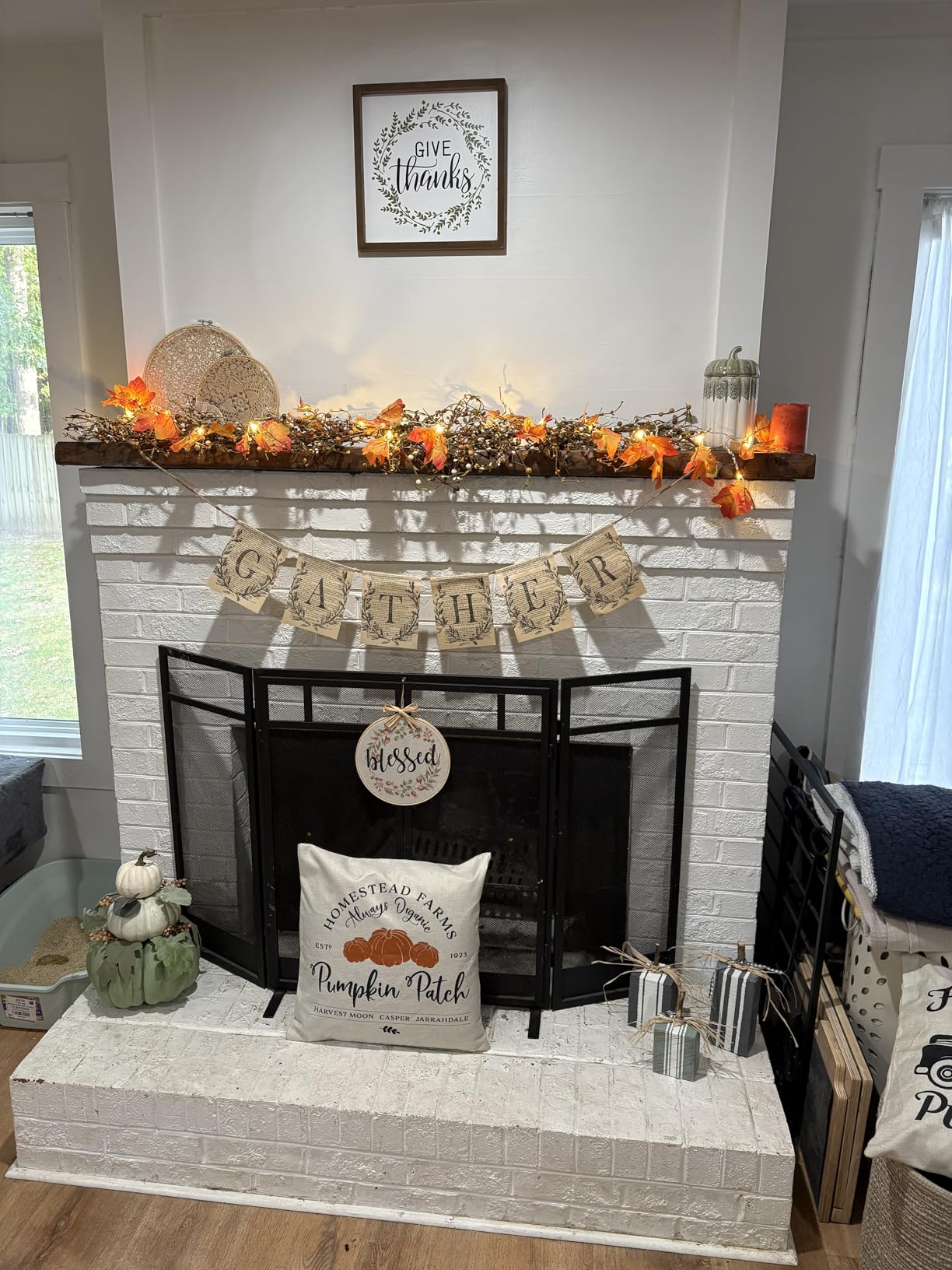 2-Pack Lighted Fall Garland, Total 16.4ft 40 LED Autumn String Lights customer photo 2