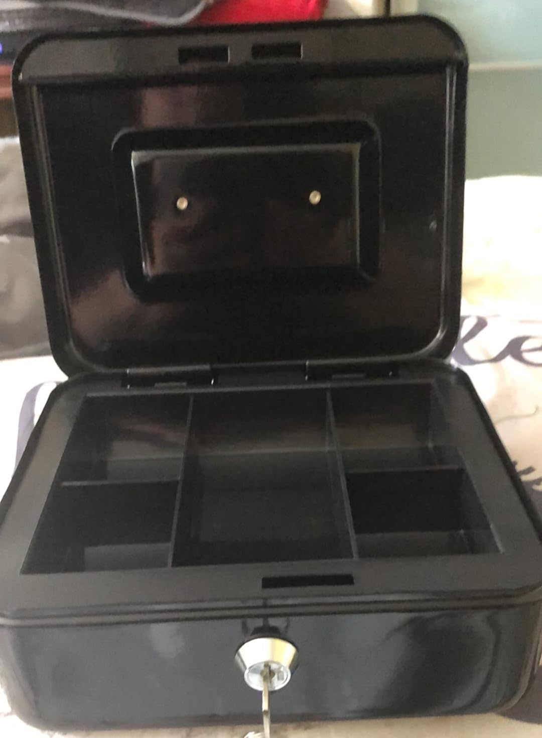 KYODOLED Small Metal Lock Box with Key for Cash and Medication, 2 Keys customer photo 1