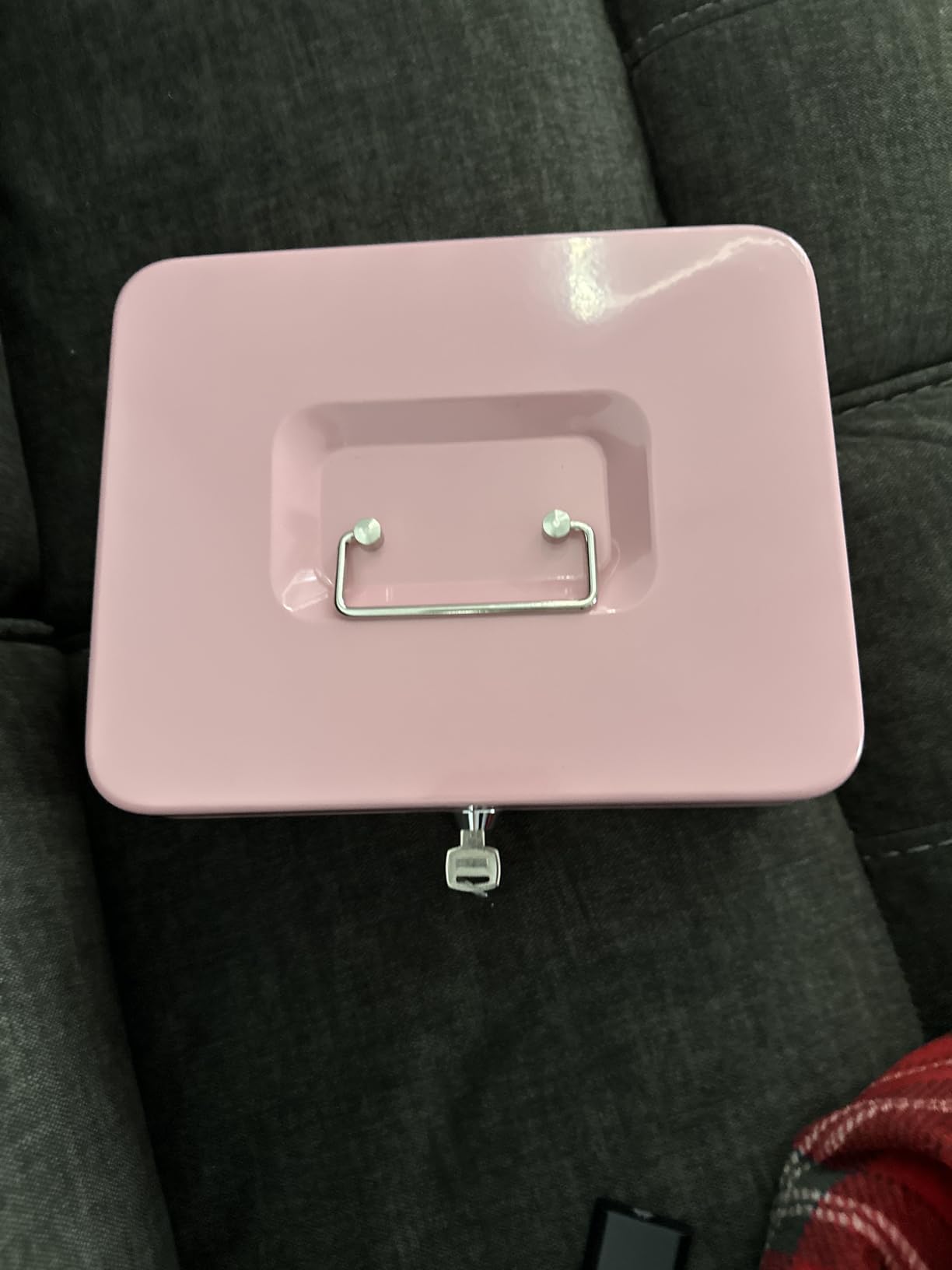 KYODOLED Small Metal Lock Box with Key for Cash and Medication, 2 Keys customer photo 2