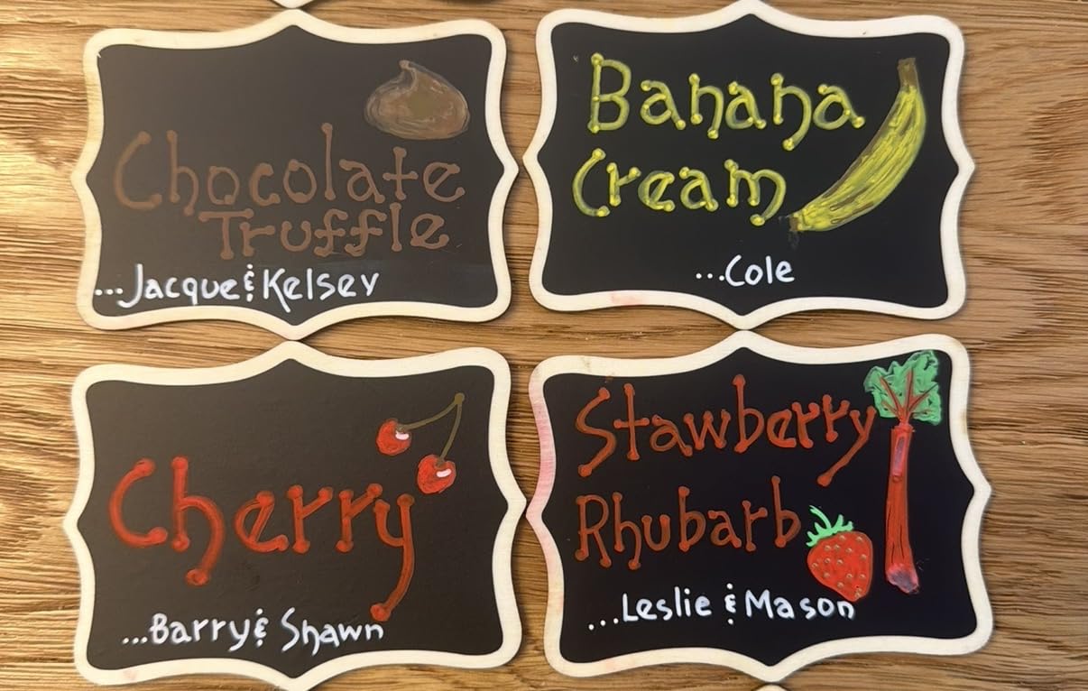 Mini Chalkboard Signs, 20 Pack Framed Small Chalk Board Food Labels with Easel Stand for Party Buffet or Wedding Celebration, Wooden Blackboard as Place Cards for Table Setting or Numbers customer photo 2