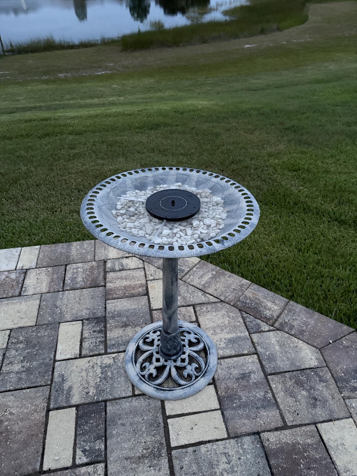 VIVOHOME Bird Bath with Solar Fountain for Outside, Pedestal, Green customer photo 2