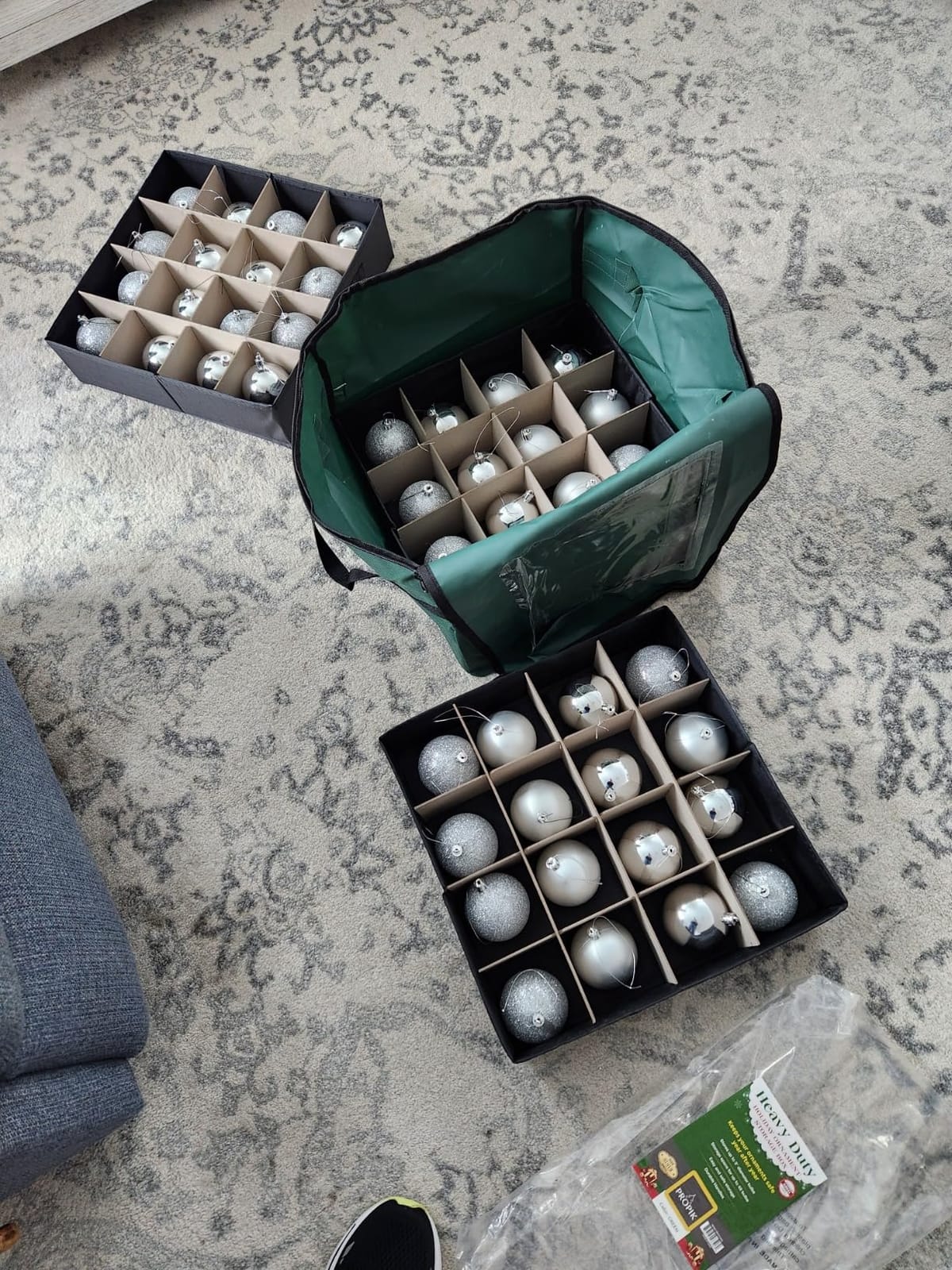 ProPik Christmas Ornament Storage Box, Organizer Holds Up to 48 Xmas Balls with 3 Separate Removable Trays, Container has Dividers to Organize Holiday Tree Ornaments (Green) customer photo 2