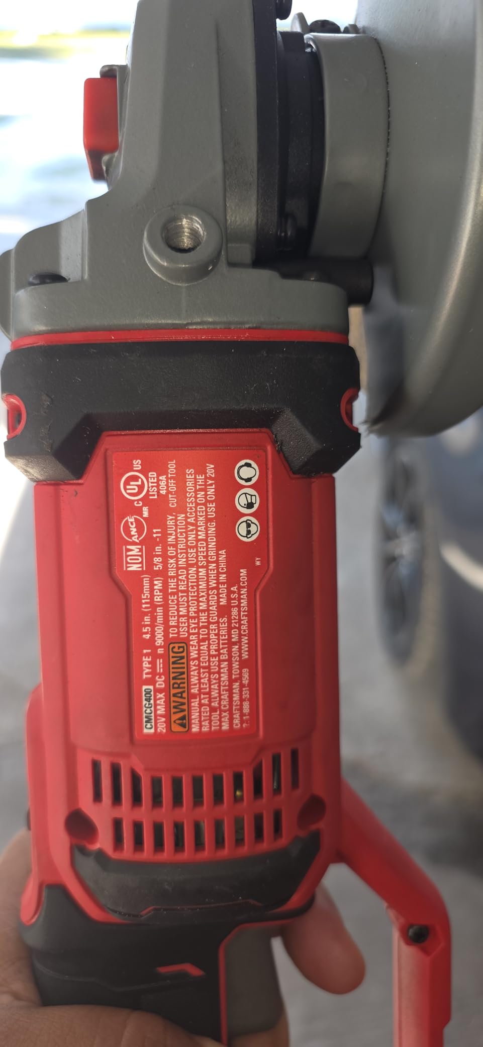 CRAFTSMAN V20* Angle Grinder, Small, 4-1/2-Inch, Tool Only (CMCG400B) customer photo 1