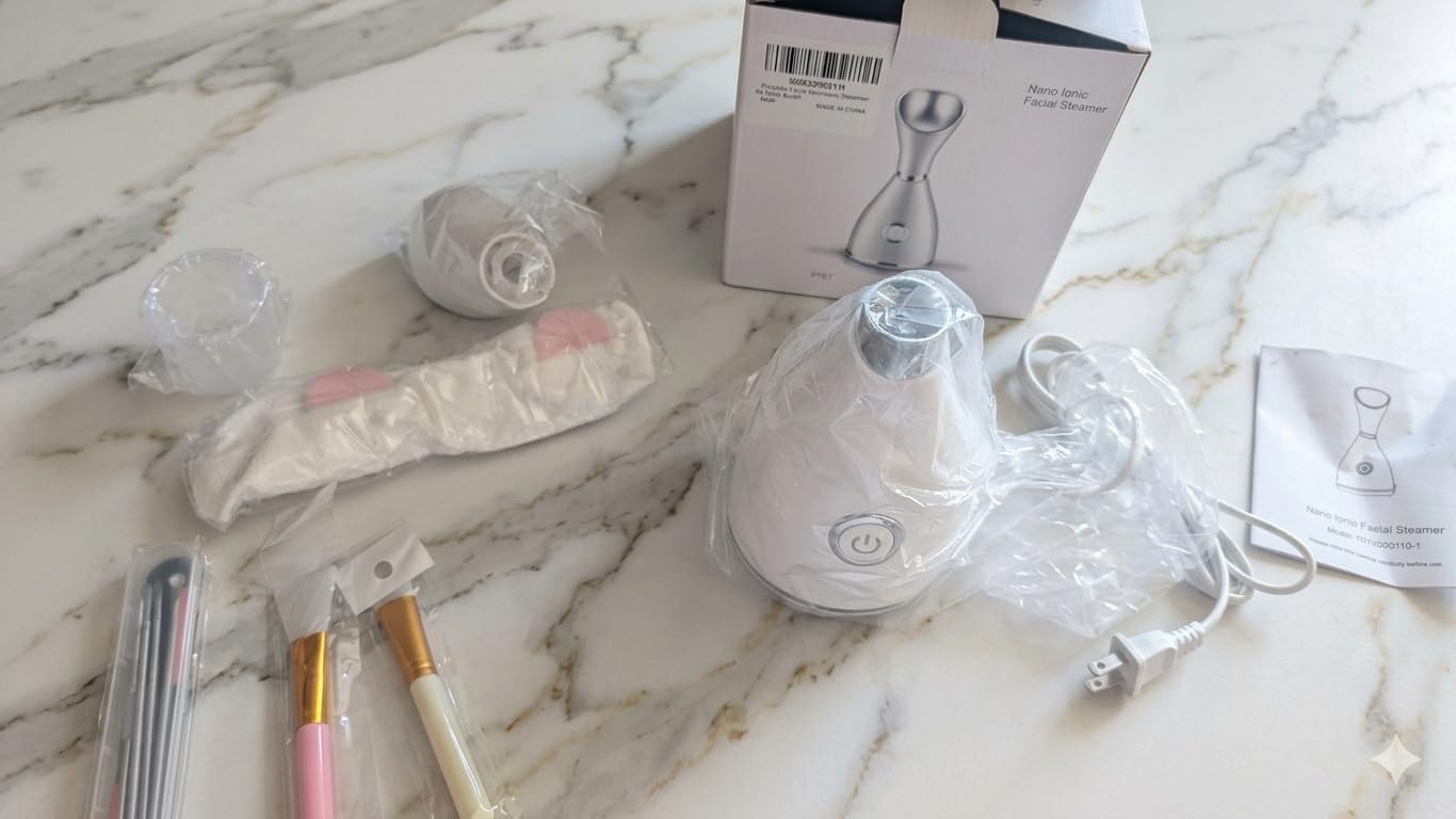 Portable Facial Steamer Nano Face Steamer Warm Mist Home Skin Spa Steamers for Sinuses Acne Pores Cleanse Blackhead Remover Kit Mask Brush customer photo 2