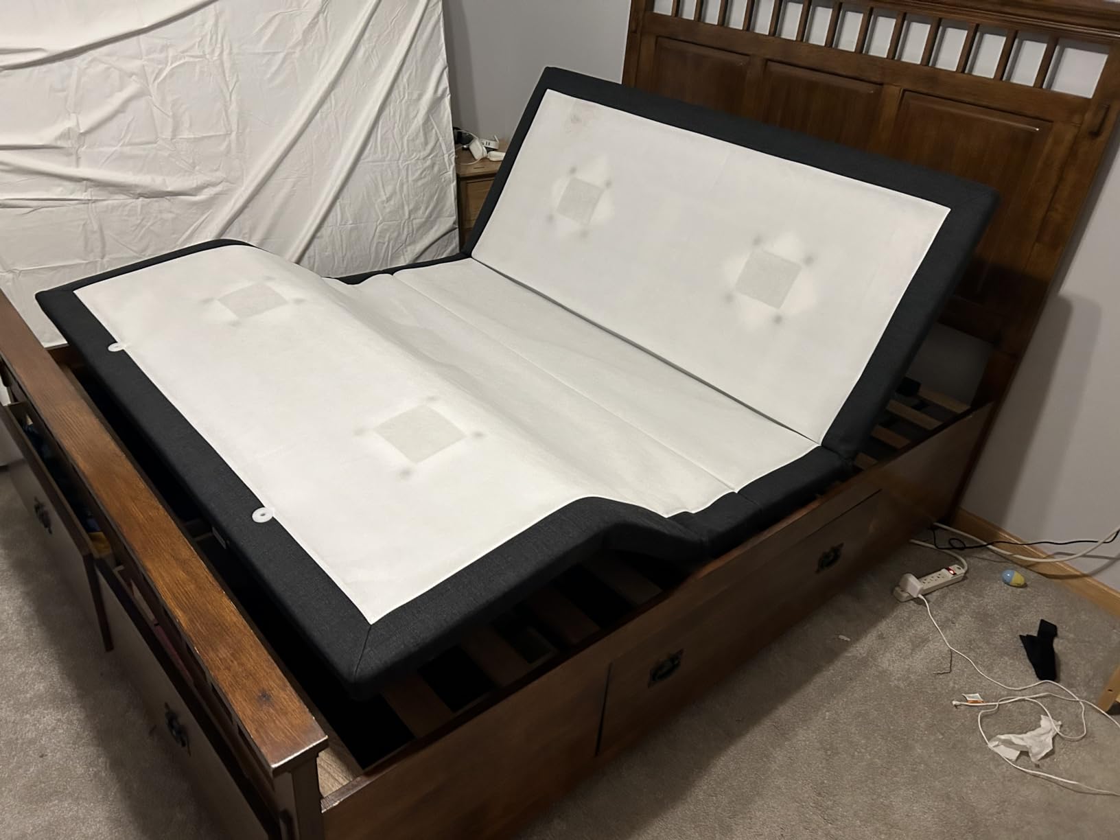Blissful Nights z4 Adjustable Bed Frame for Storage Beds with Massage Anti-Snore, Zero G, USB Charging Station, Wireless Remote Head and Foot Incline and No Tools Required Assembly … (Queen) customer photo 2