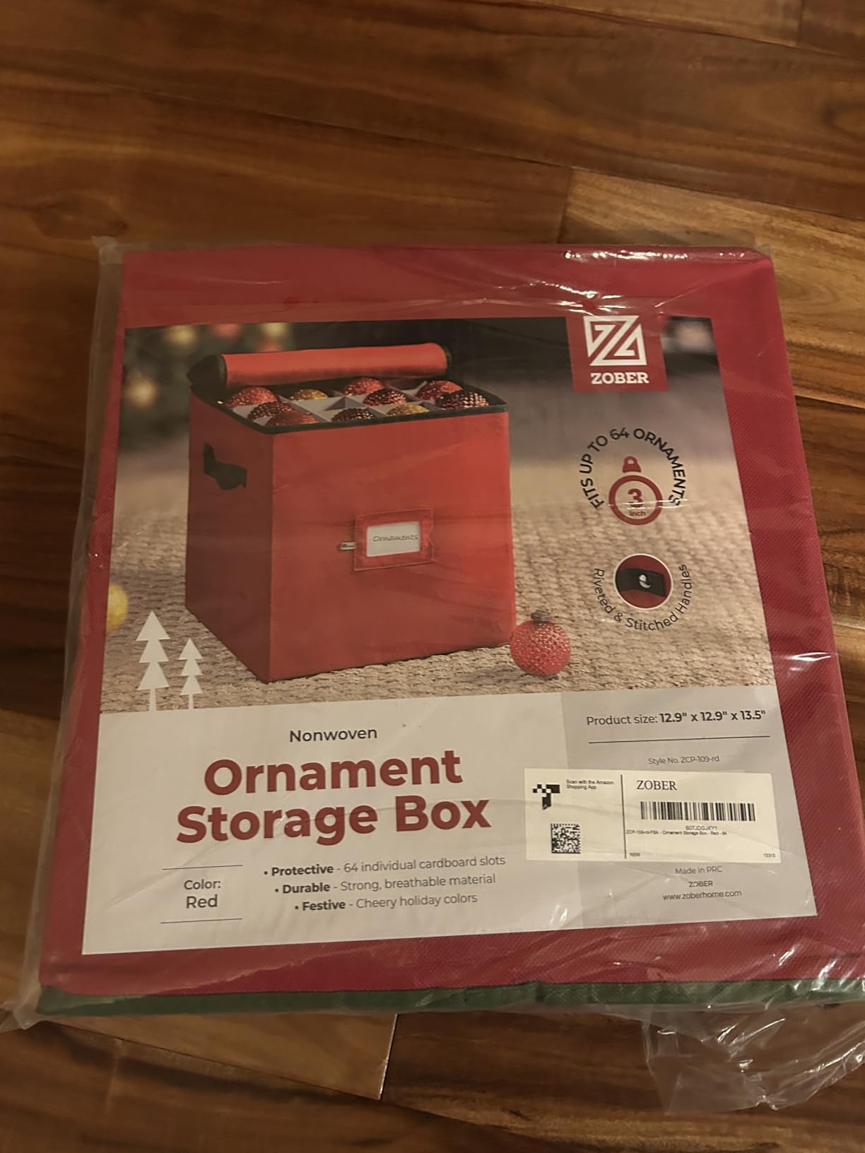 ZOBER Large Christmas Ornament Storage Box - Stores 128 3