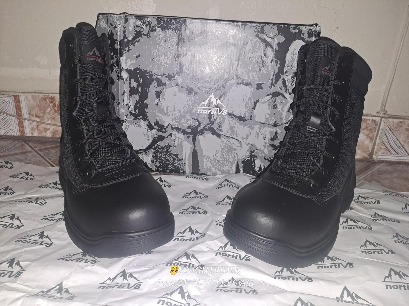 NORTIV 8 Men's Steel Toe Work Boots Side Zipper customer photo 1
