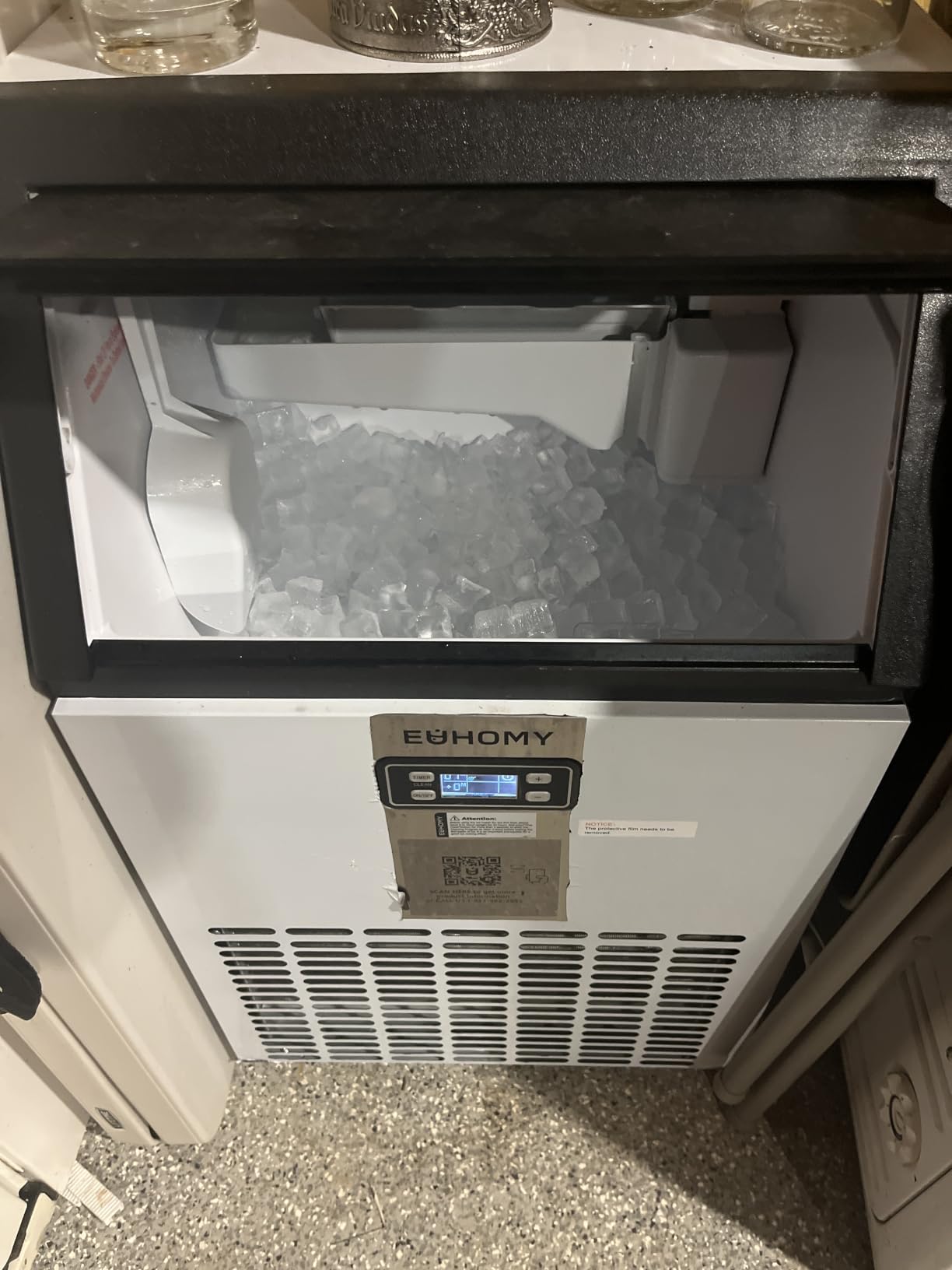 EUHOMY Commercial Ice Maker Machine, 100lbs/24H Stainless Steel Under Counter ice Machine with 33lbs Ice Storage Capacity, Freestanding Ice Maker. customer photo 2