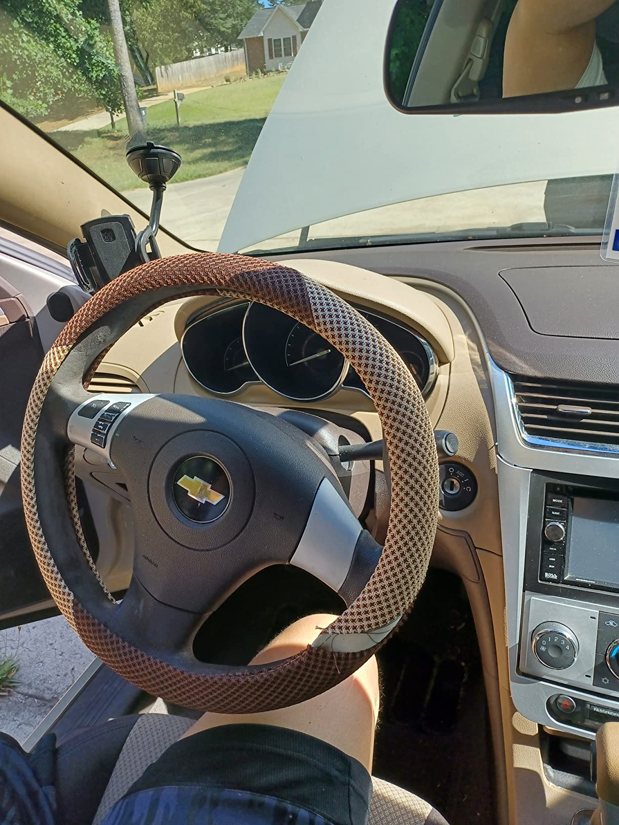 KAFEEK Cooling Steering Wheel Cover, Universal 15 Inch, Brown Beige customer photo 1
