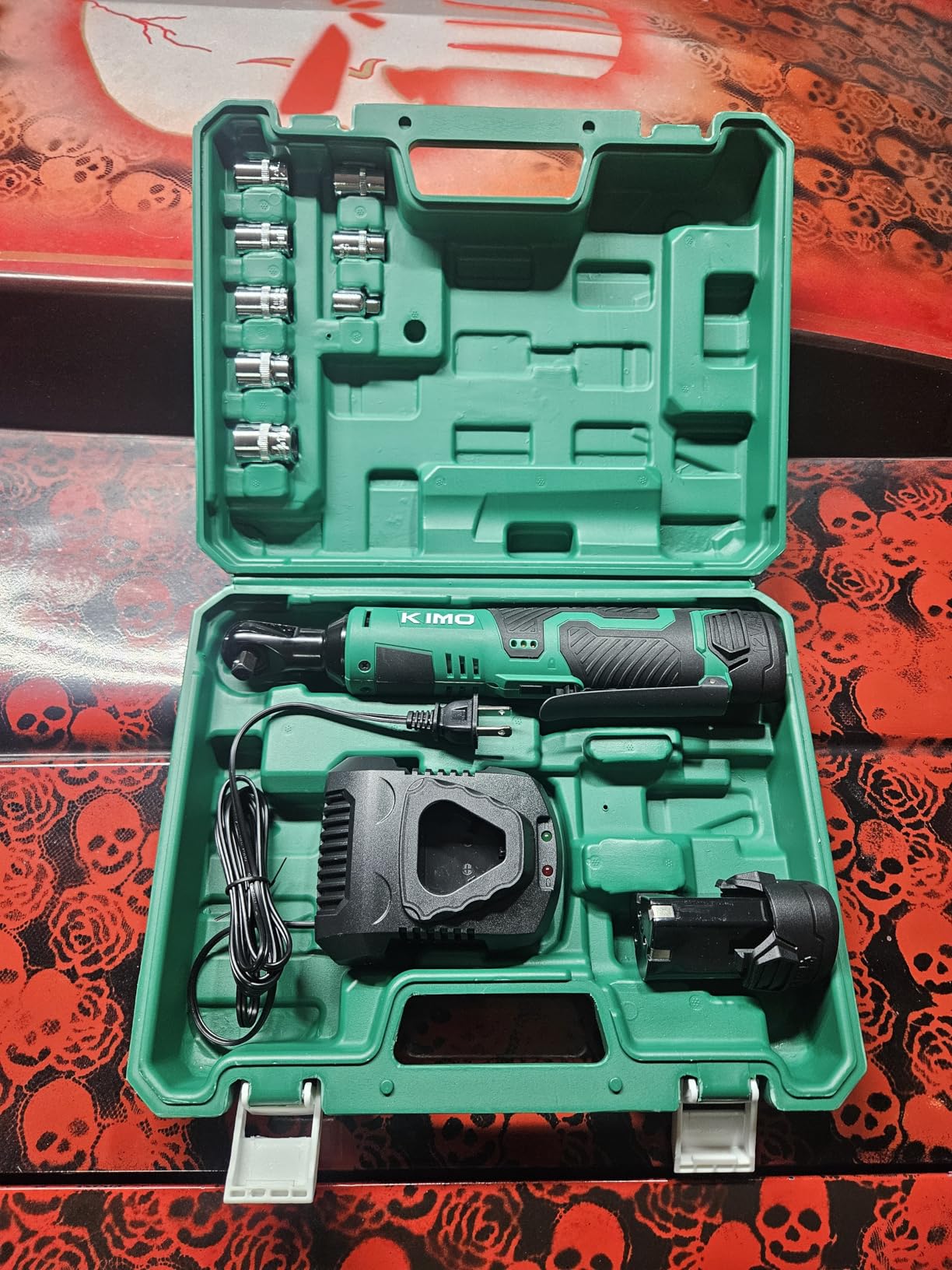 KIMO 3/8 Cordless Electric Ratchet Wrench, 40Ft-lbs, 400RPM Variable Speed customer photo 1