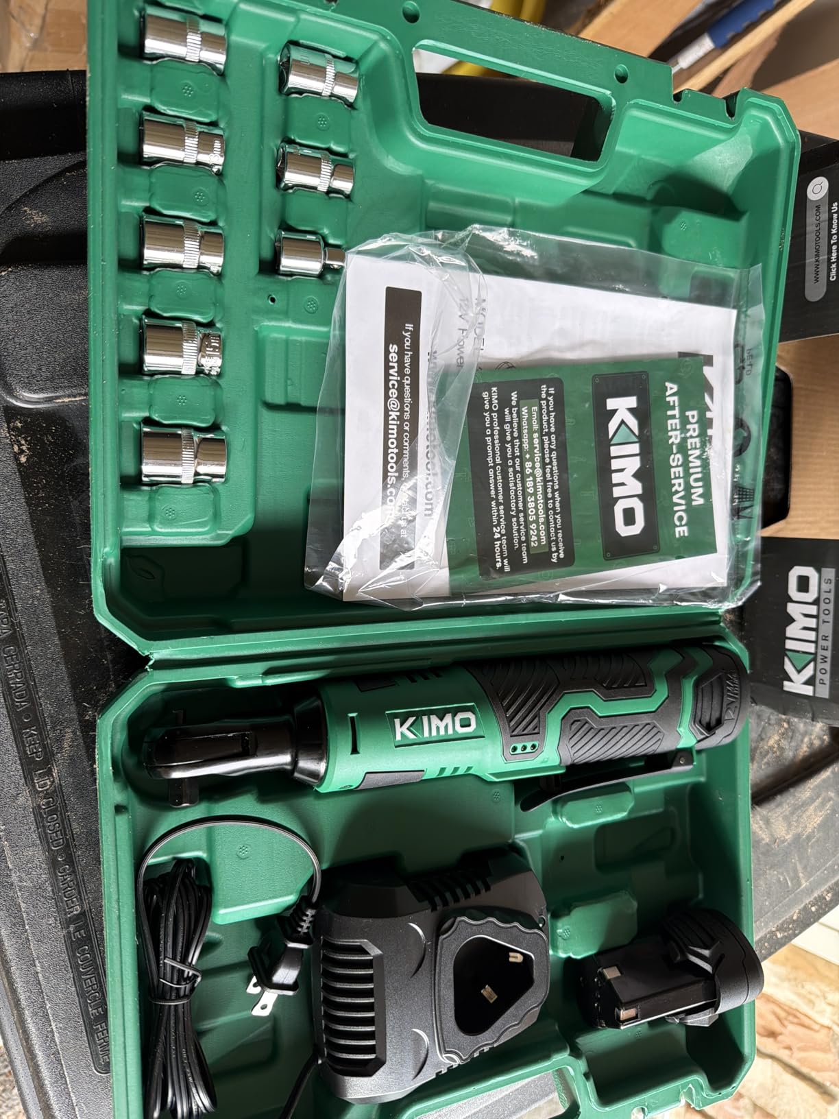 KIMO 3/8 Cordless Electric Ratchet Wrench, 40Ft-lbs, 400RPM Variable Speed customer photo 2