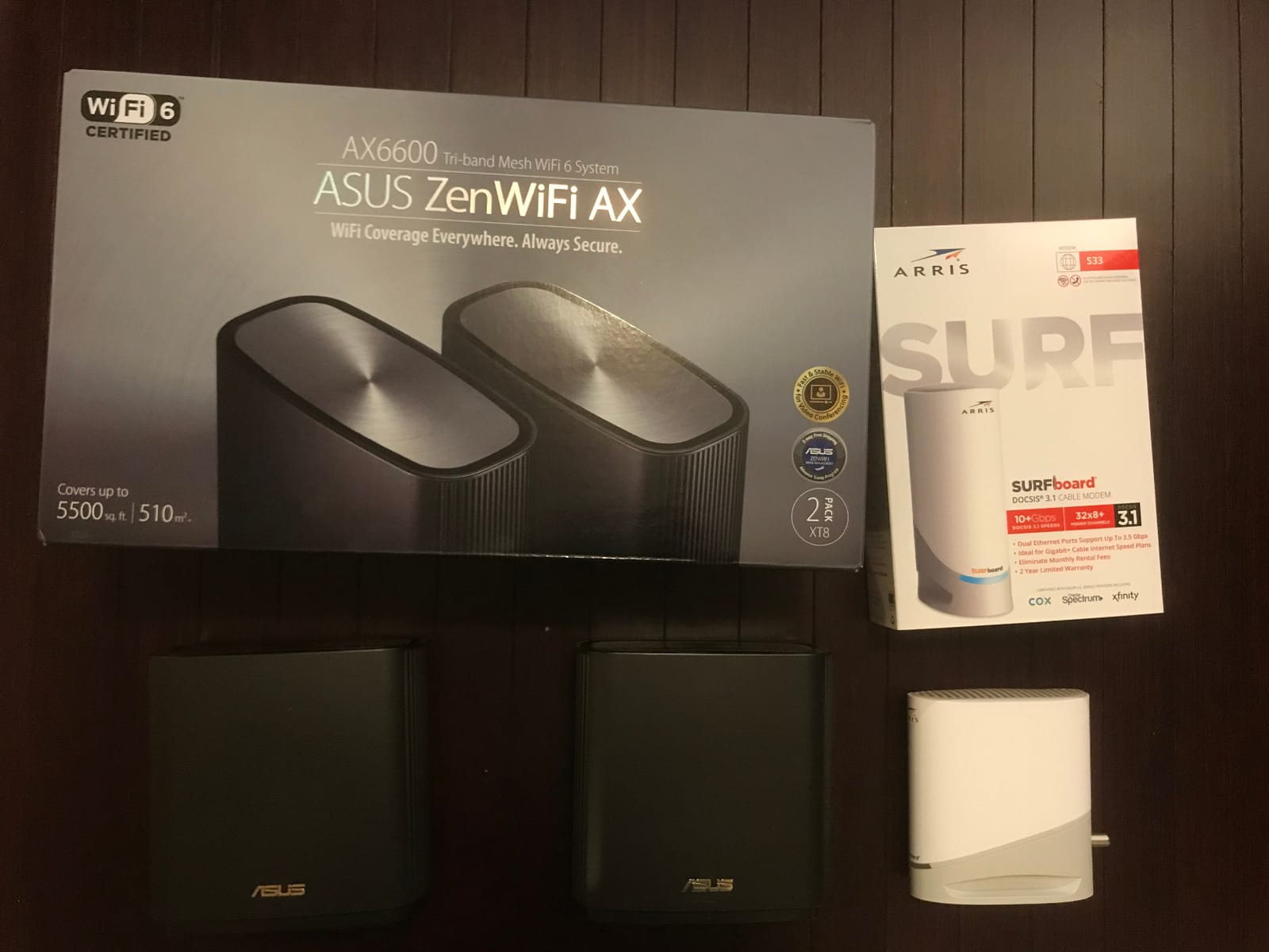 ASUS ZenWiFi AX Whole-Home Tri-Band Mesh WiFi 6 System (XT8) - 2 Pack, Coverage up to 5,500 sq.ft or 6+Rooms, 6.6Gbps, WiFi, 3 SSIDs, Life-time Network Security and Parental Controls, 2.5G Port customer photo 1