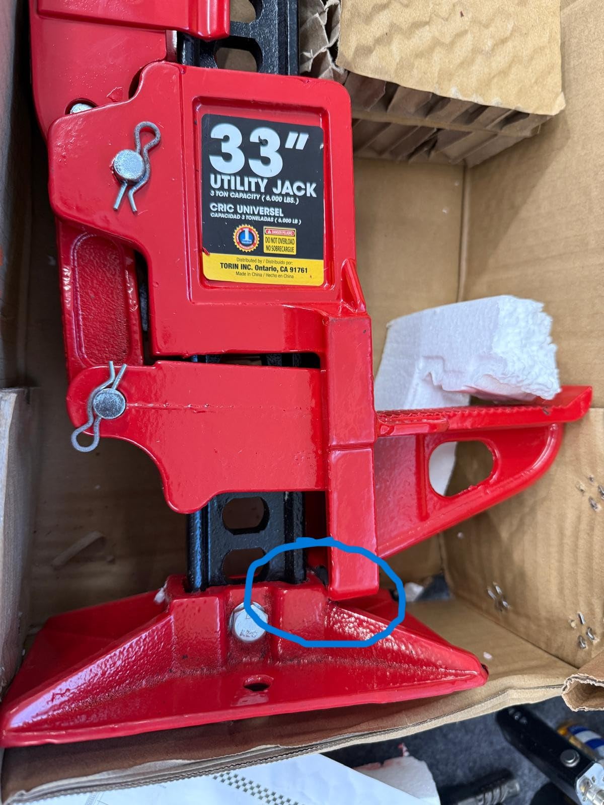 Torin 33-Inch High-Lift Ratcheting Off-Road Utility Farm Jack, 3 Ton (6,000 lb) Capacity, Heavy Duty Steel Jack for Tractor, Truck, SUV, Jeep, Bumper Lift, Red customer photo 1