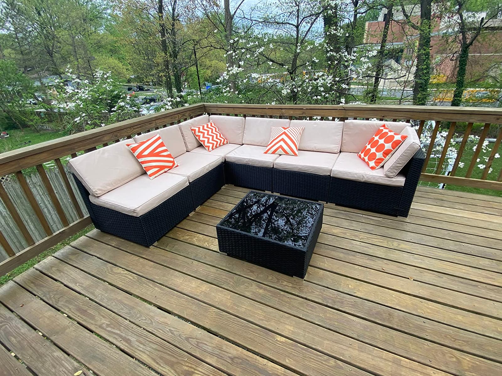 Pamapic 7 Pieces Outdoor Sectional Furniture,Wicker Patio sectional Furniture Sets,All-Weather Rattan Sectional Sofa Conversation Set with Coffee Table and Washable Couch Cushions Covers customer photo 1