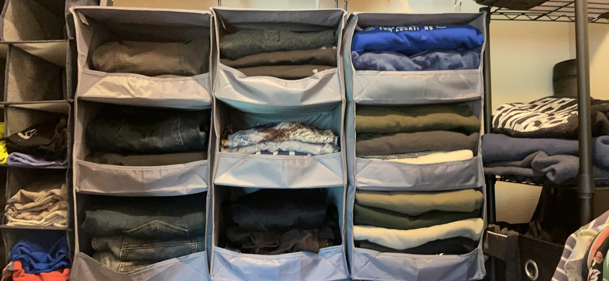 GRANNY SAYS 3-Shelf Hanging Closet Organizer, Foldable Storage, Gray customer photo 1