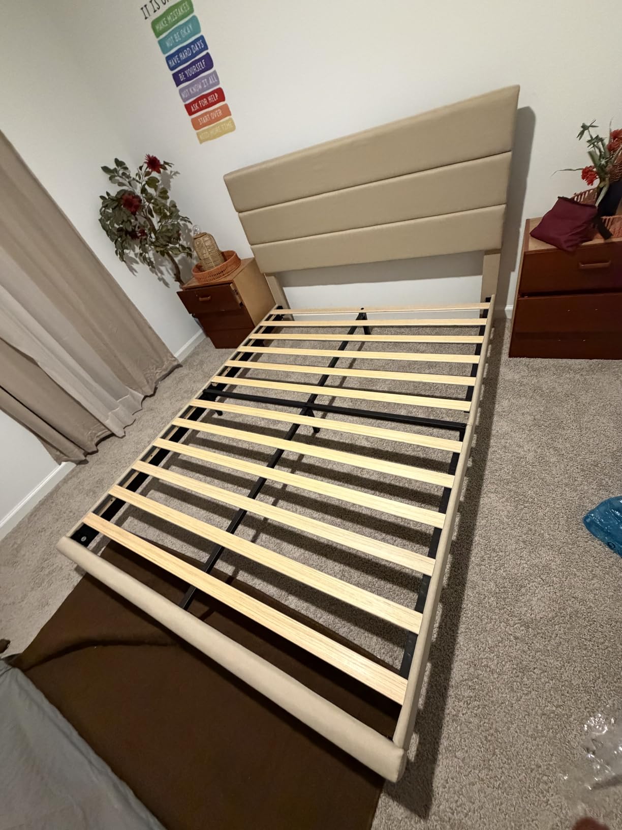 Allewie Queen Size Platform Bed Frame with Fabric Upholstered Headboard customer photo 2
