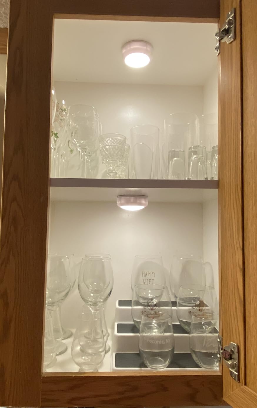 BLS LED Puck Lights with Remote Control, Wireless Under Cabinet & Closet Lighting, RGB 13 Color Changing Lights with Dimmer, Timer & AA Battery Operated, Push, Touch, Stick on for Night, White, 6 Pack customer photo 2