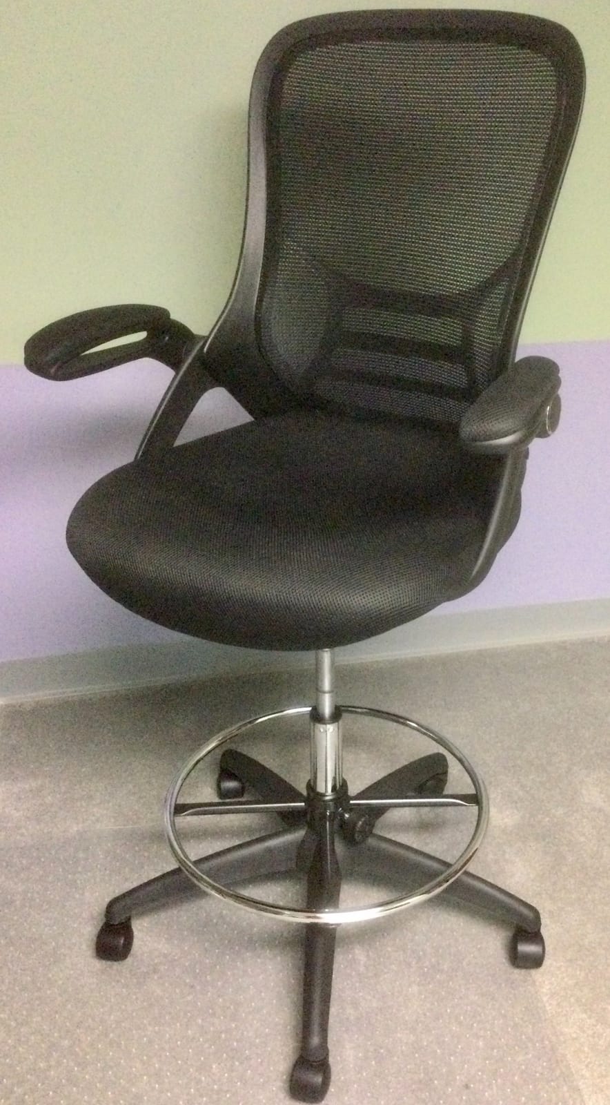 HYLONE Drafting Chair Tall Office Chair High-Back Mesh Standing Desk Stool with Adjustable Footrest Ring and Flip-Up Arms Black customer photo 2